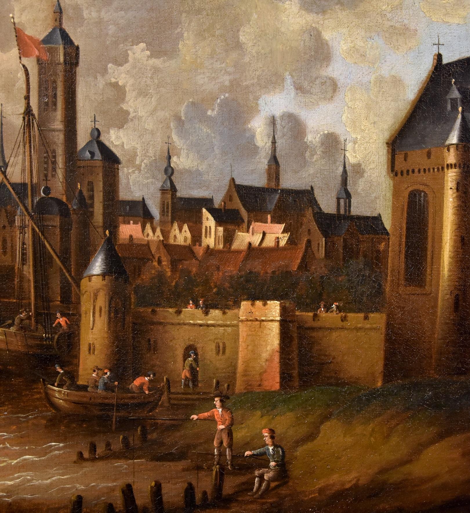 Landscape Marina See Van Der Velde Paint Oil on canvas Old master 17th Century For Sale 6