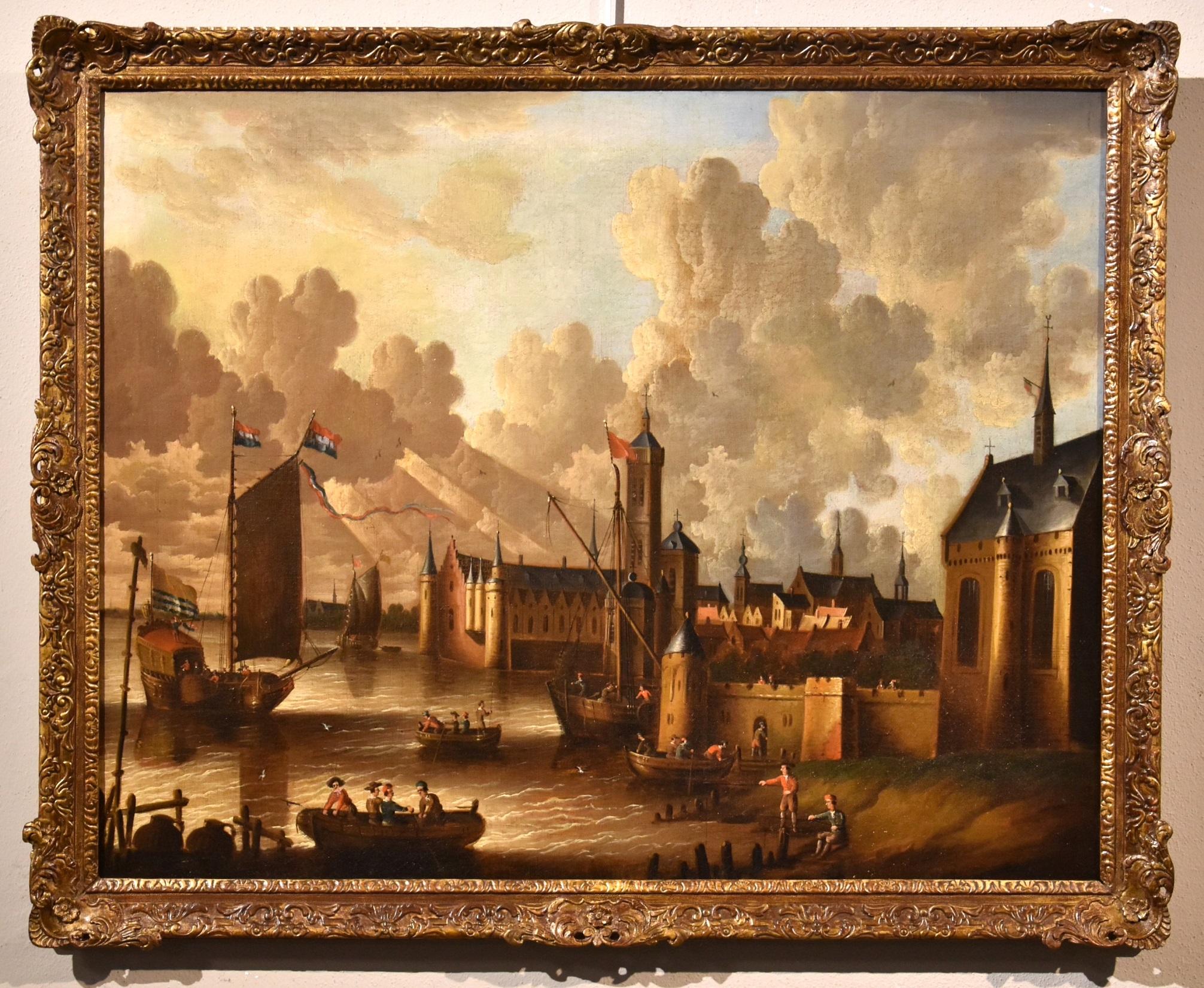 Landscape Marina See Van Der Velde Paint Oil on canvas Old master 17th Century