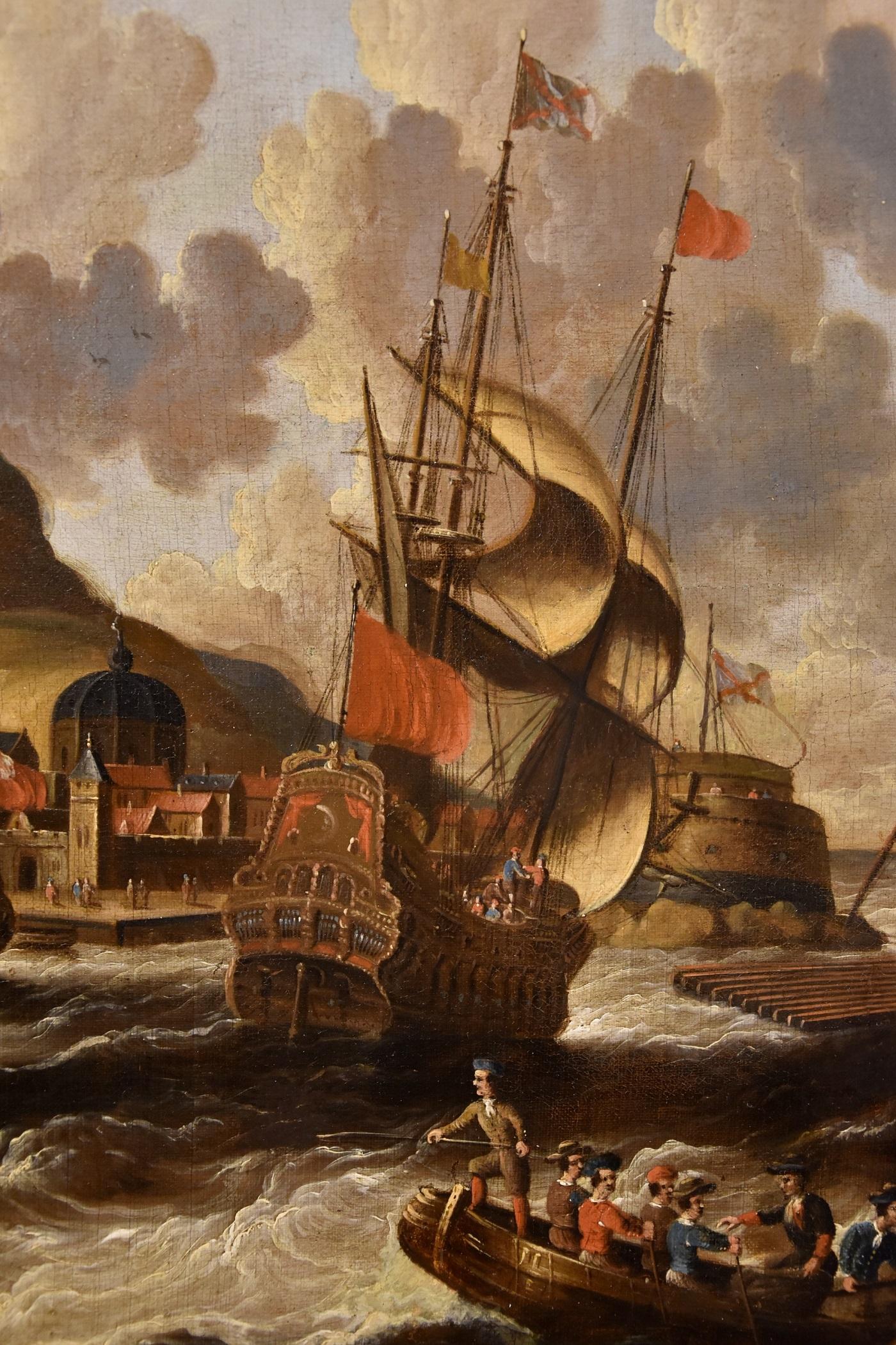 Landschaft Marina Van Der Velde, signierte flämische Malerei, Alter Meister, 17. Jahrhundert im Angebot 7