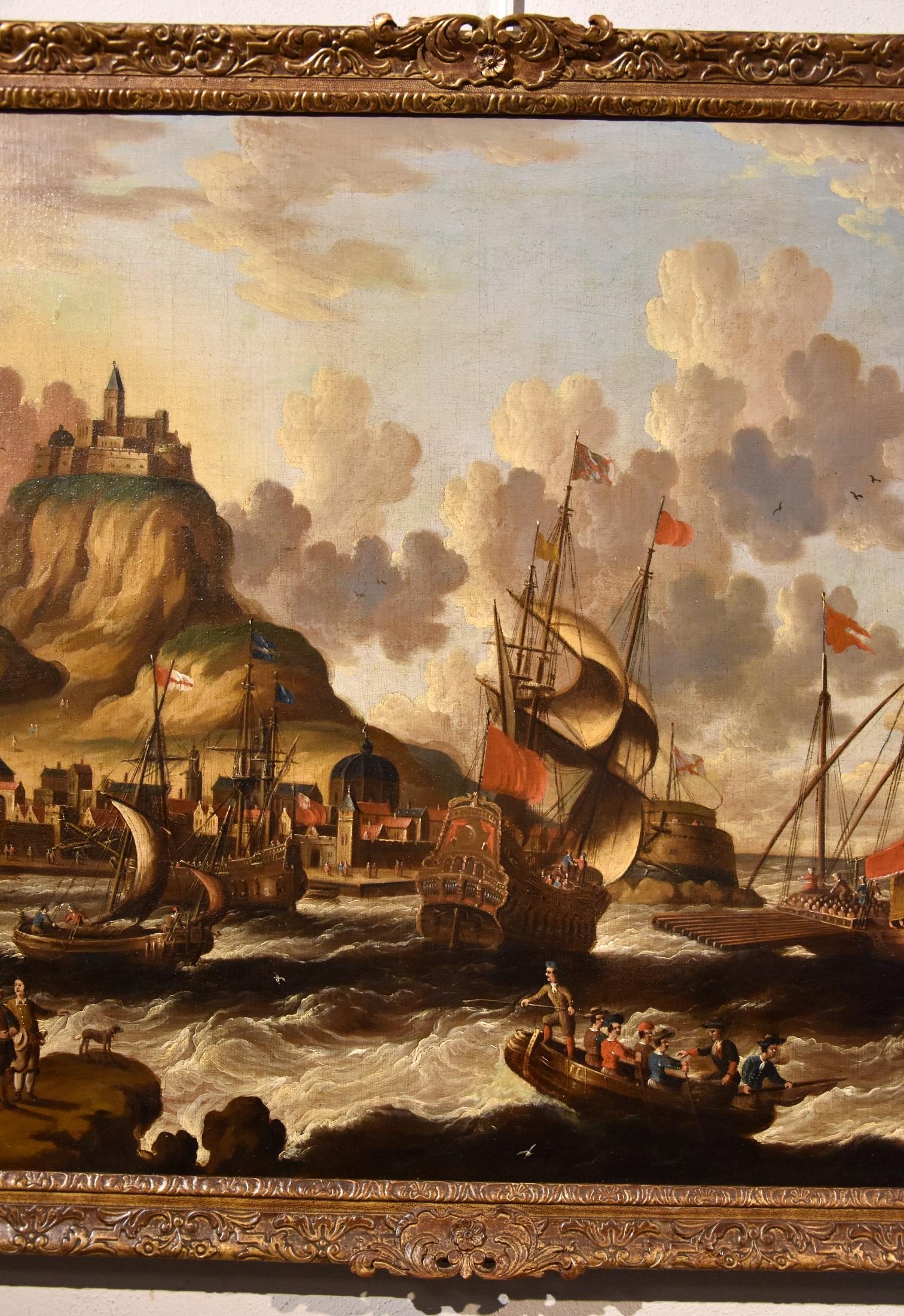 Landschaft Marina Van Der Velde, signierte flämische Malerei, Alter Meister, 17. Jahrhundert im Angebot 1