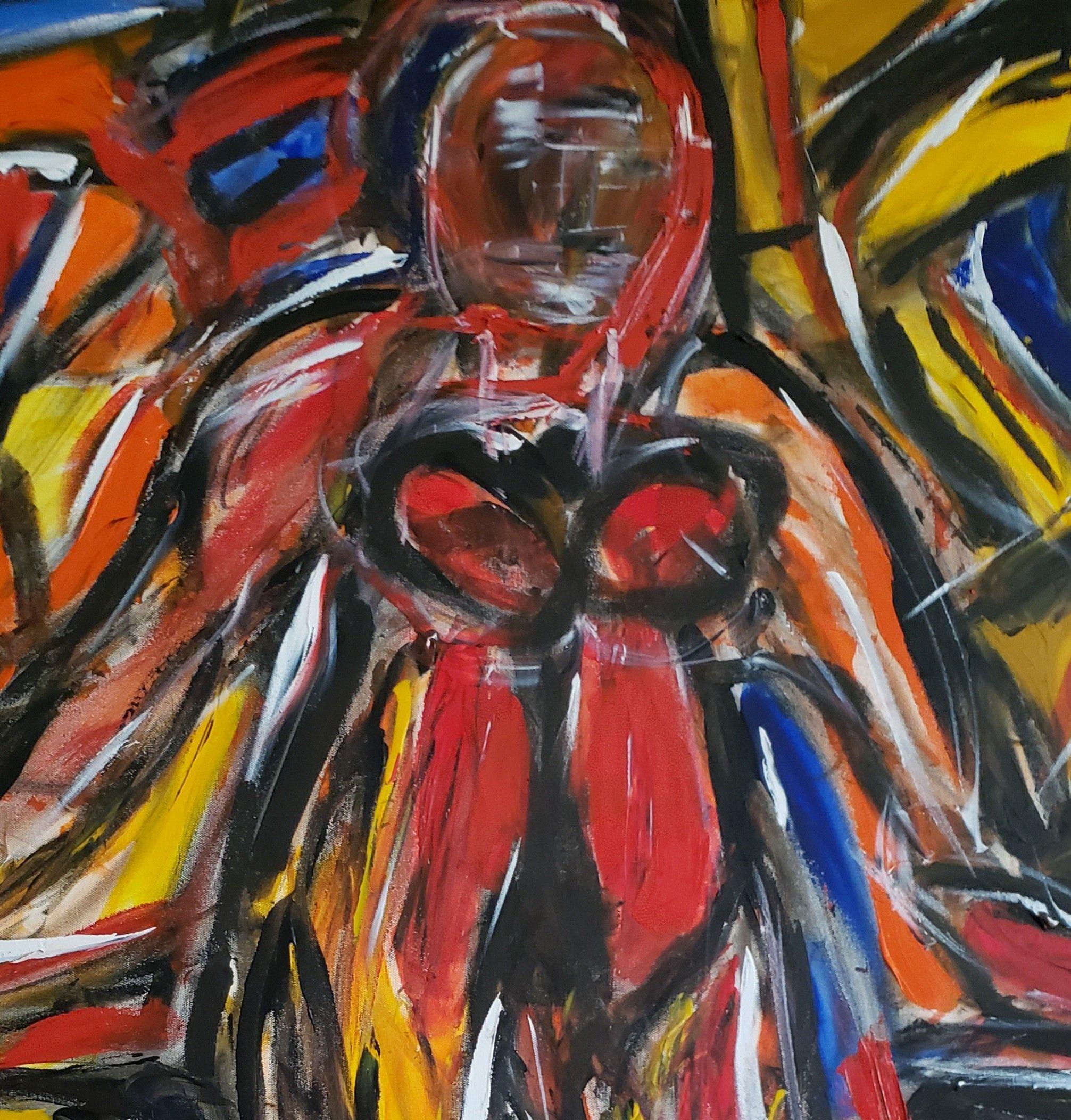 Belleza contenida, Pintura, Acrílico sobre lienzo - Painting Abstracto de Peter Vigil
