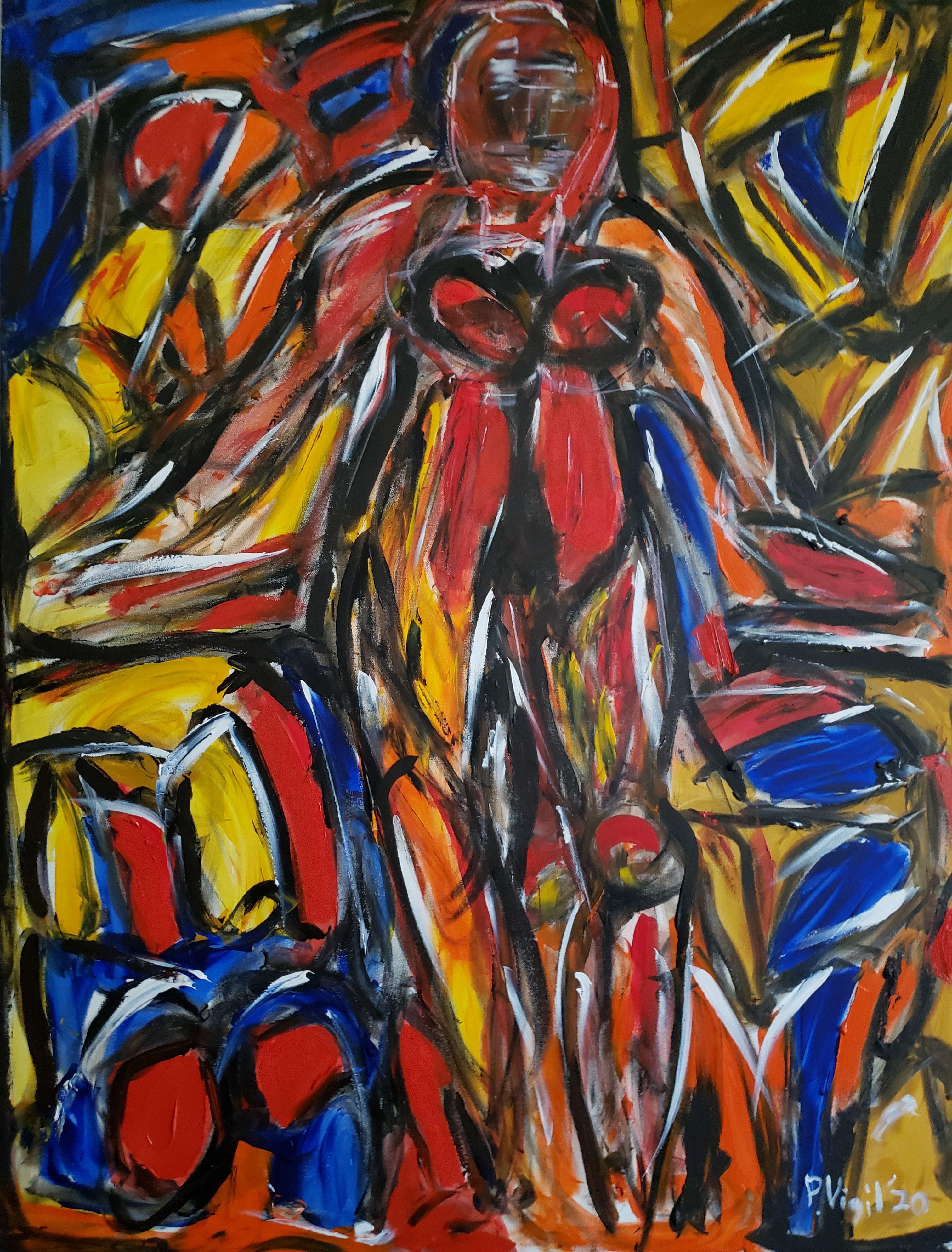 Abstract Painting de Peter Vigil - Belleza contenida, Pintura, Acrílico sobre lienzo