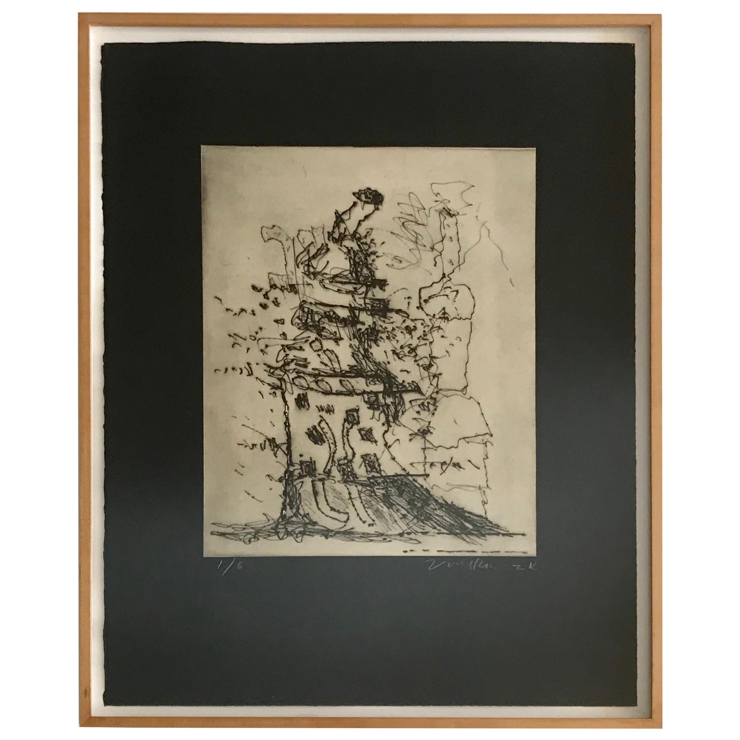 Modern Drypoint Etching Peter Voulkos For Sale