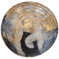 Peter Voulkos Ceramic Charger with Two Female Nudes Dancing Beneath the Moon
