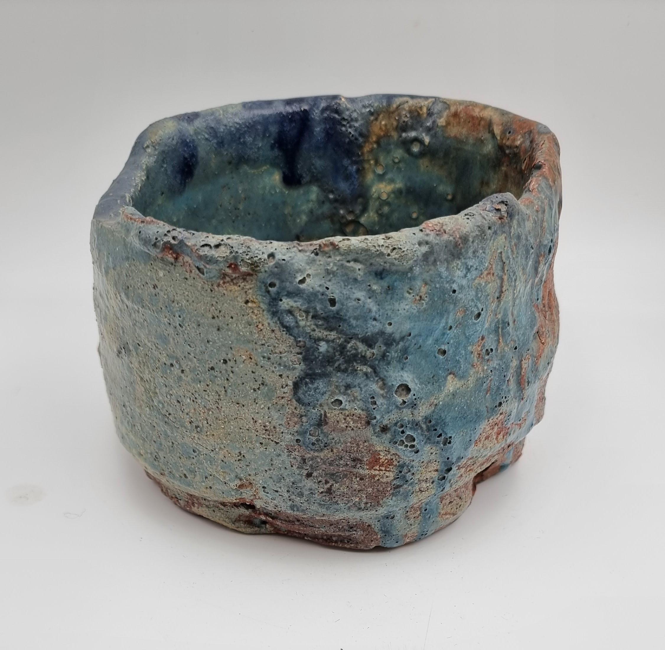 Two Large Tea Bowls (brown and blue glaze) (60% OFF LIST PRICE - LIMITED TIME) For Sale 1