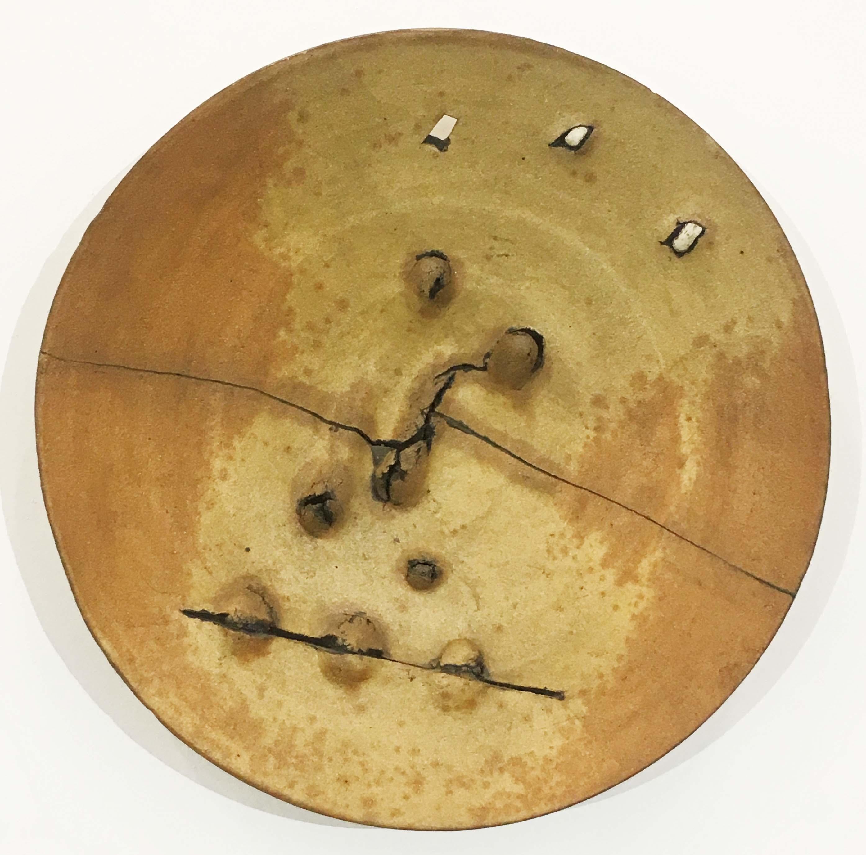Peter Voulkos Abstract Sculpture - Untitled Plate (Gas-Fired Ceramic California Clay Sculpture)