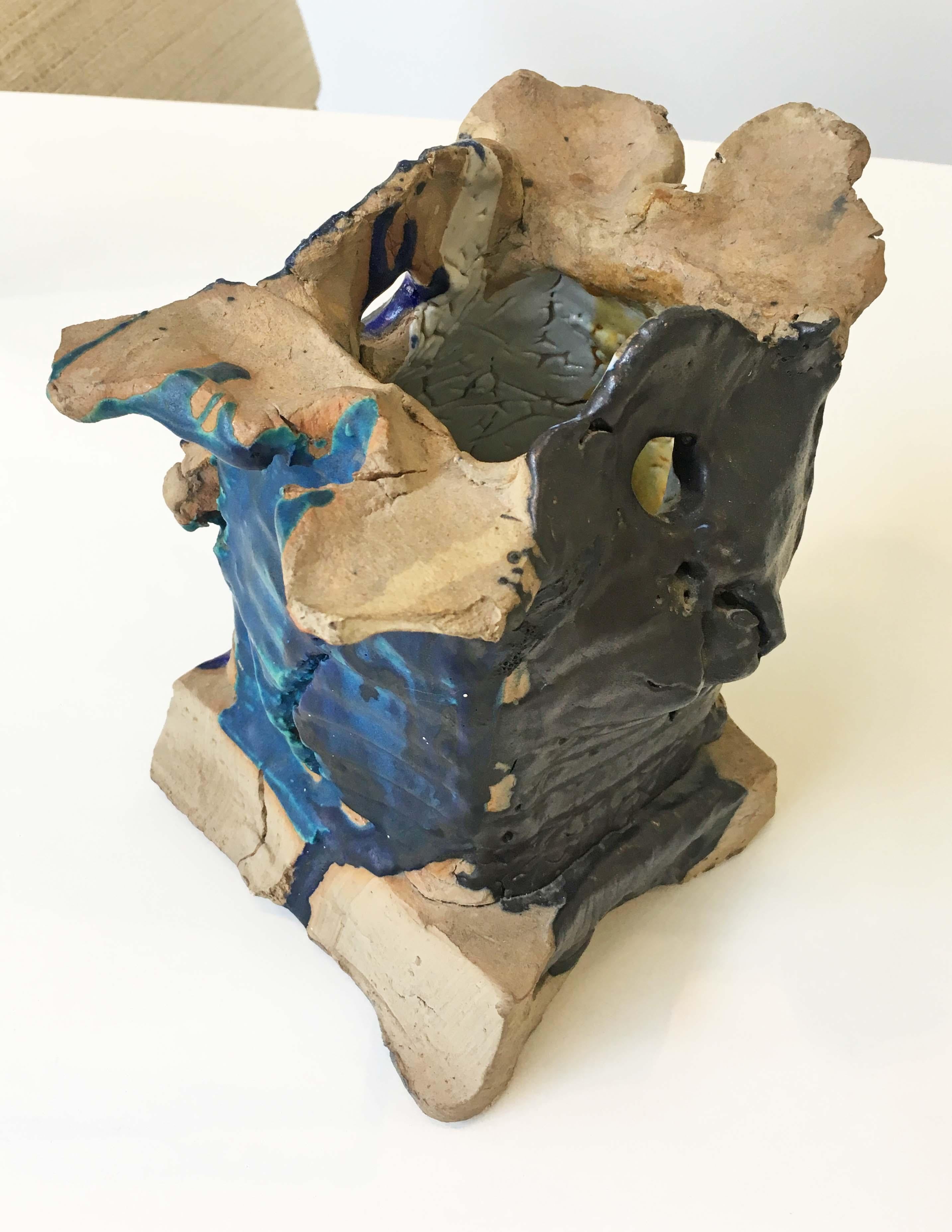 Untitled Vessel (Ceramic with Multicolor Glaze) - Sculpture by Peter Voulkos