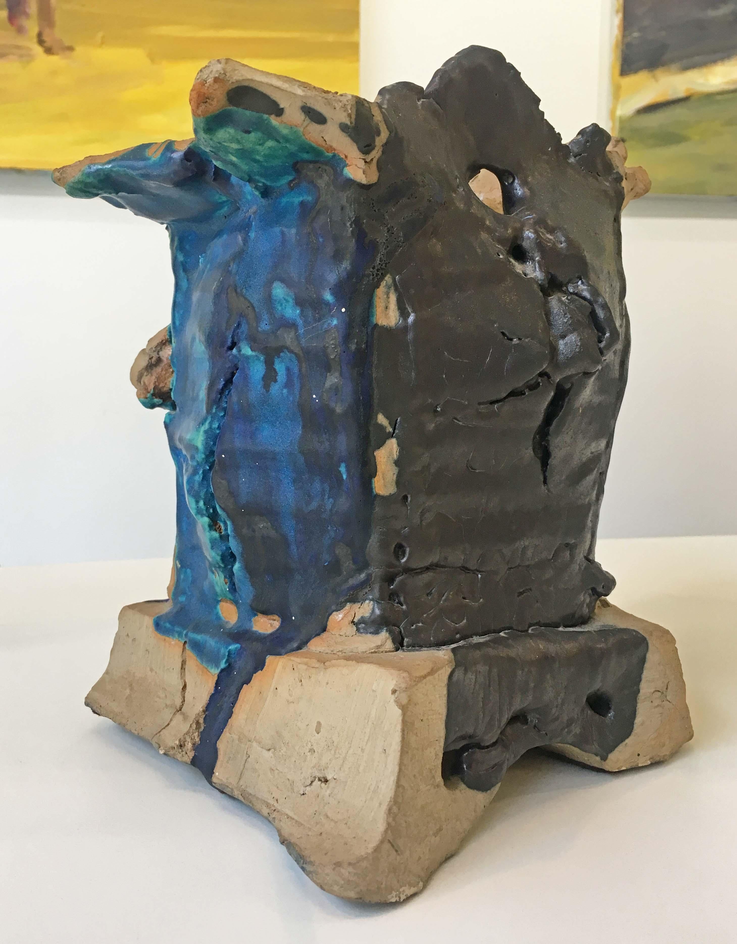 Untitled Vessel (Ceramic with Multicolor Glaze) - Abstract Expressionist Sculpture by Peter Voulkos