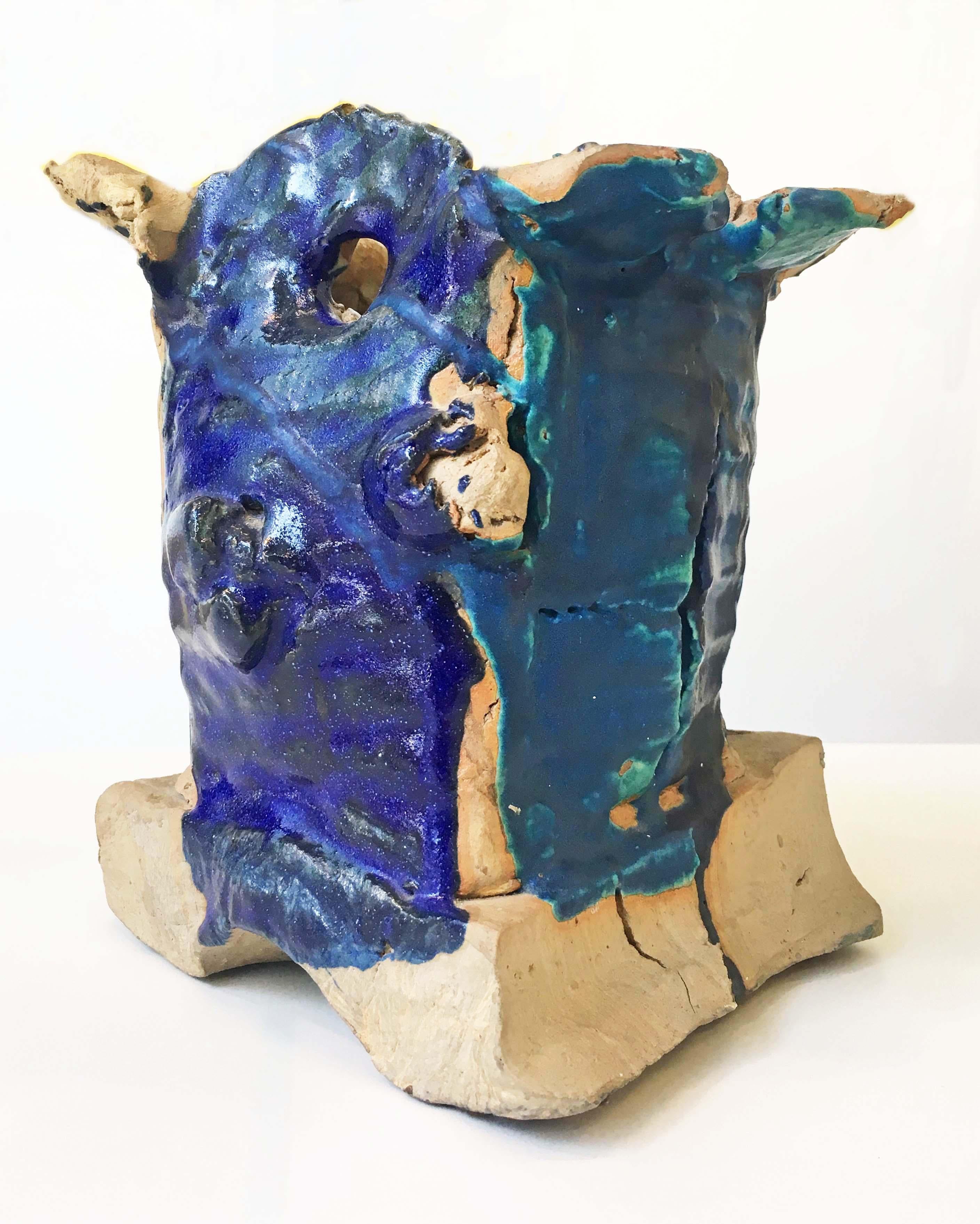 Peter Voulkos Abstract Sculpture - Untitled Vessel (Ceramic with Multicolor Glaze)