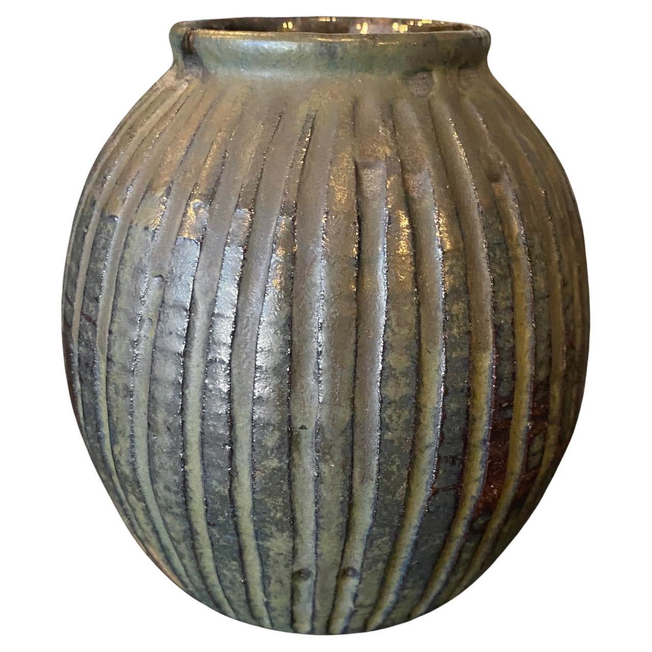 Vaso in ceramica Stoneware firmato da Peter Voulkos, anni '50, prima metà del secolo scorso