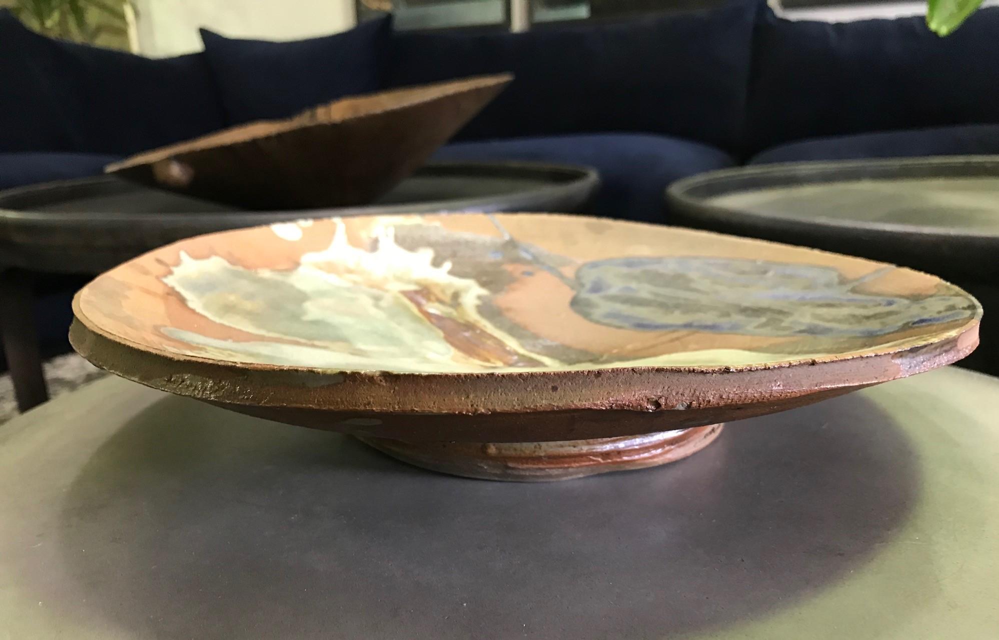 Américain Peter Voulkos Signé Mid-Century Modern California Studio Pottery Assiette Charger en vente