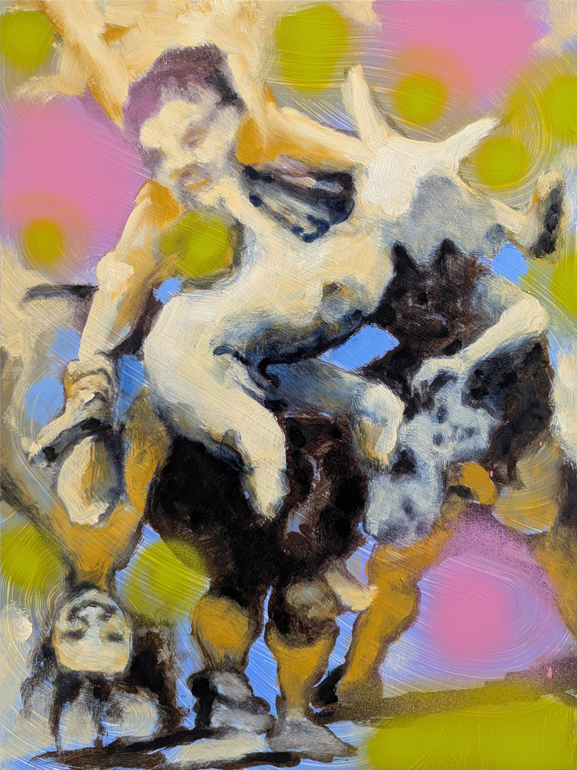 Un mash-up fantasmagorique de gravures de Goya, à la bombe aérosol et à l'huile.

Up&Up hallucinatoire, 2025
Huile, acrylique et peinture en aérosol sur toile
16 x 12 in / 40.64 x 30.48 cm

Peter Walshe, artiste basé à Brooklyn, présente sa première