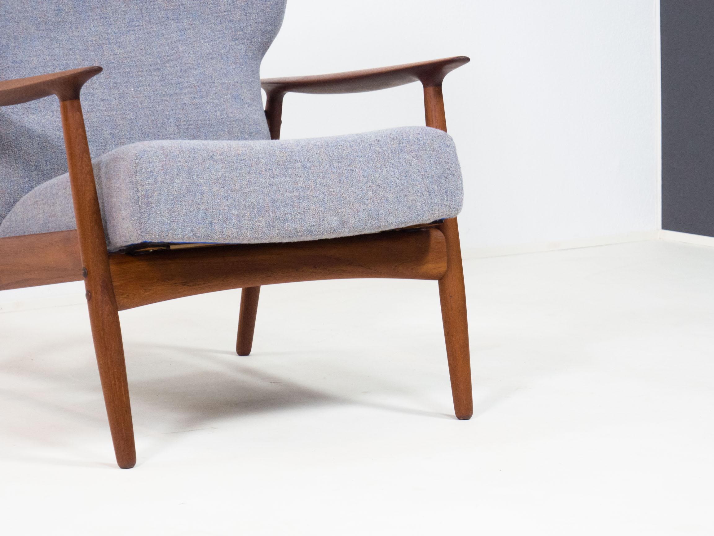 Oiled Peter Wessel teak reclining lounge chair – K. Rasmussen