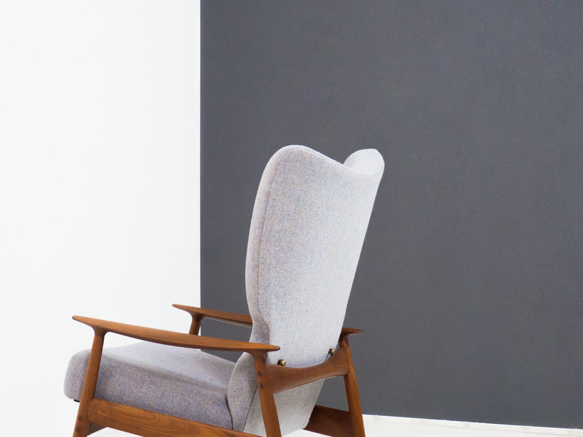 Wool Peter Wessel teak reclining lounge chair – K. Rasmussen