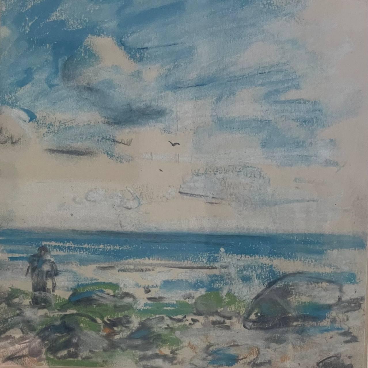 Peter Wishart Landscape Painting - A Blustery Day on the Beach