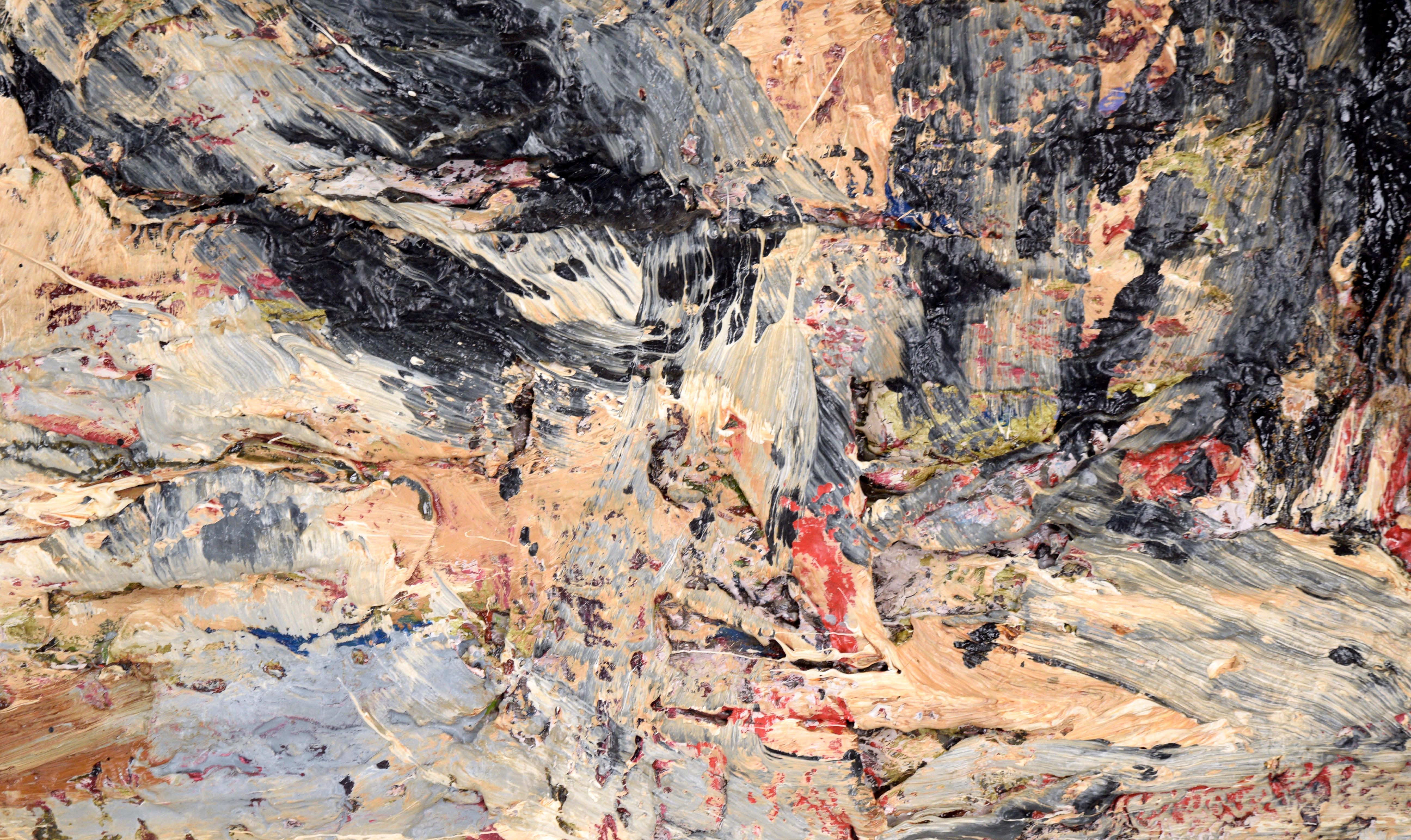 Grey and Tan Abstract Expressionist Texture Mid-Century Abstract by Peter Witwer For Sale 10