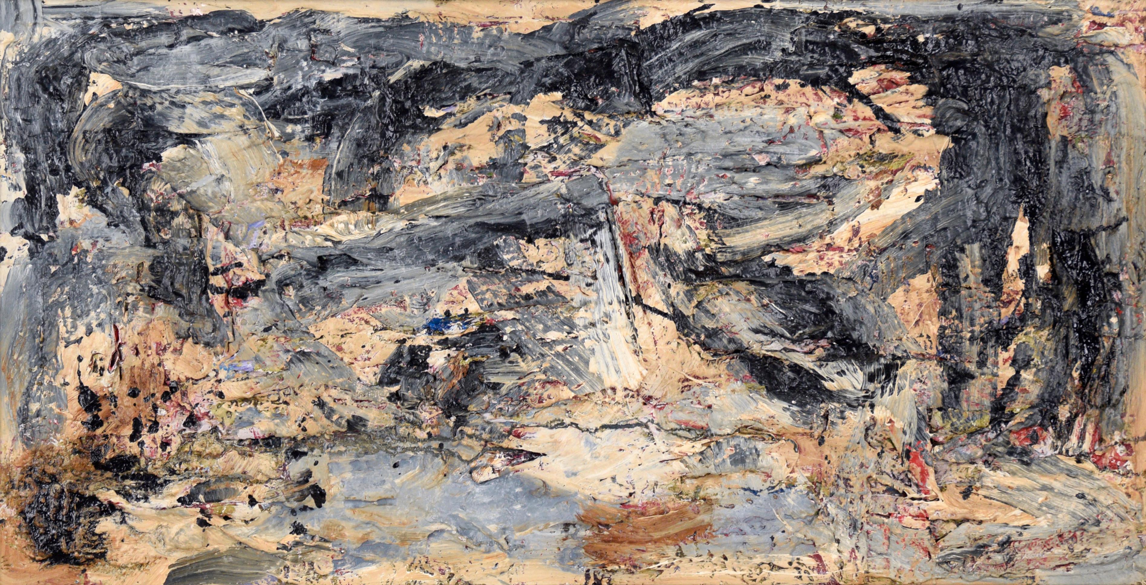 Grey and Tan Abstract Expressionist Texture Mid-Century Abstract by Peter Witwer For Sale 1