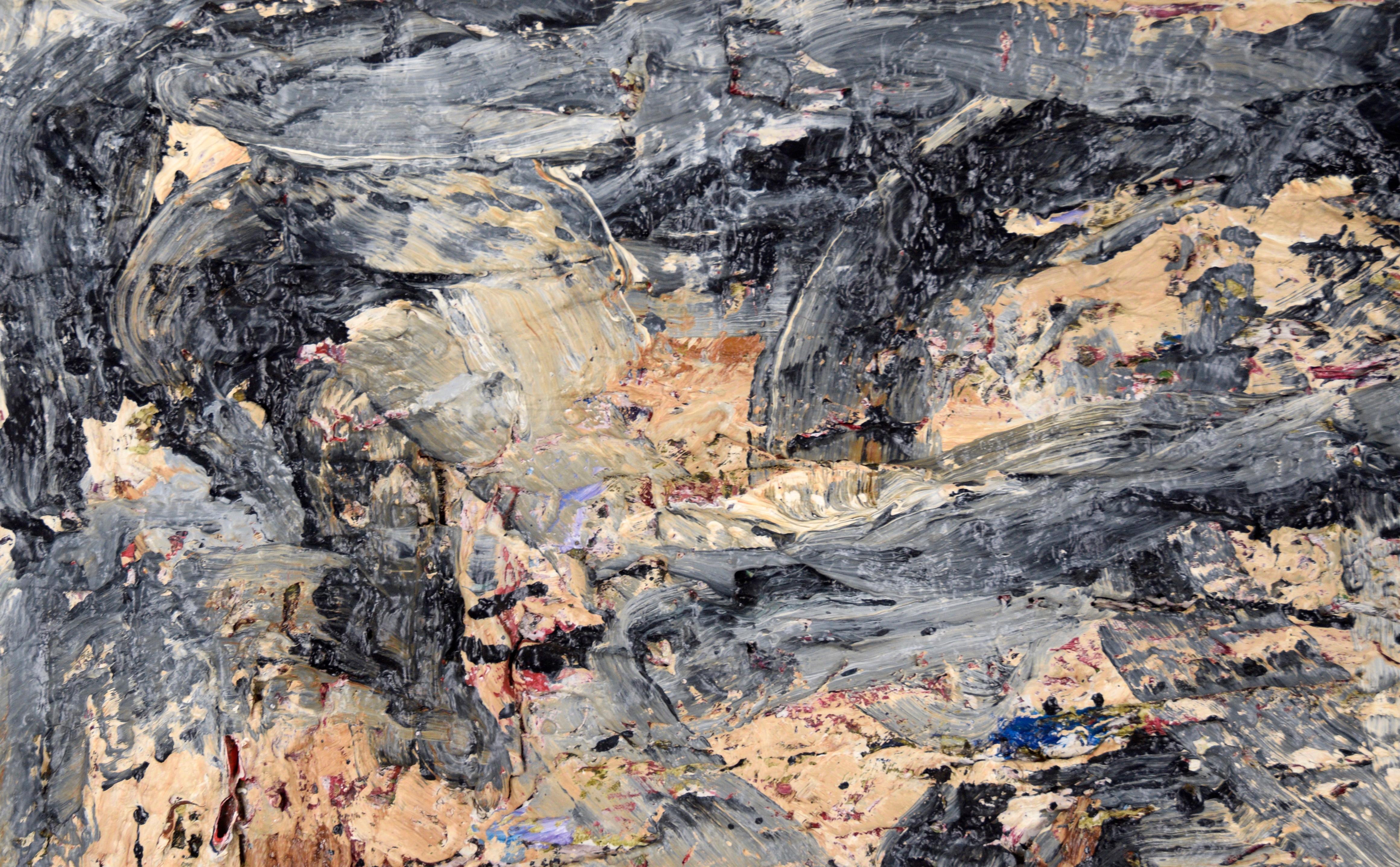 Grey and Tan Abstract Expressionist Texture Mid-Century Abstract by Peter Witwer For Sale 3