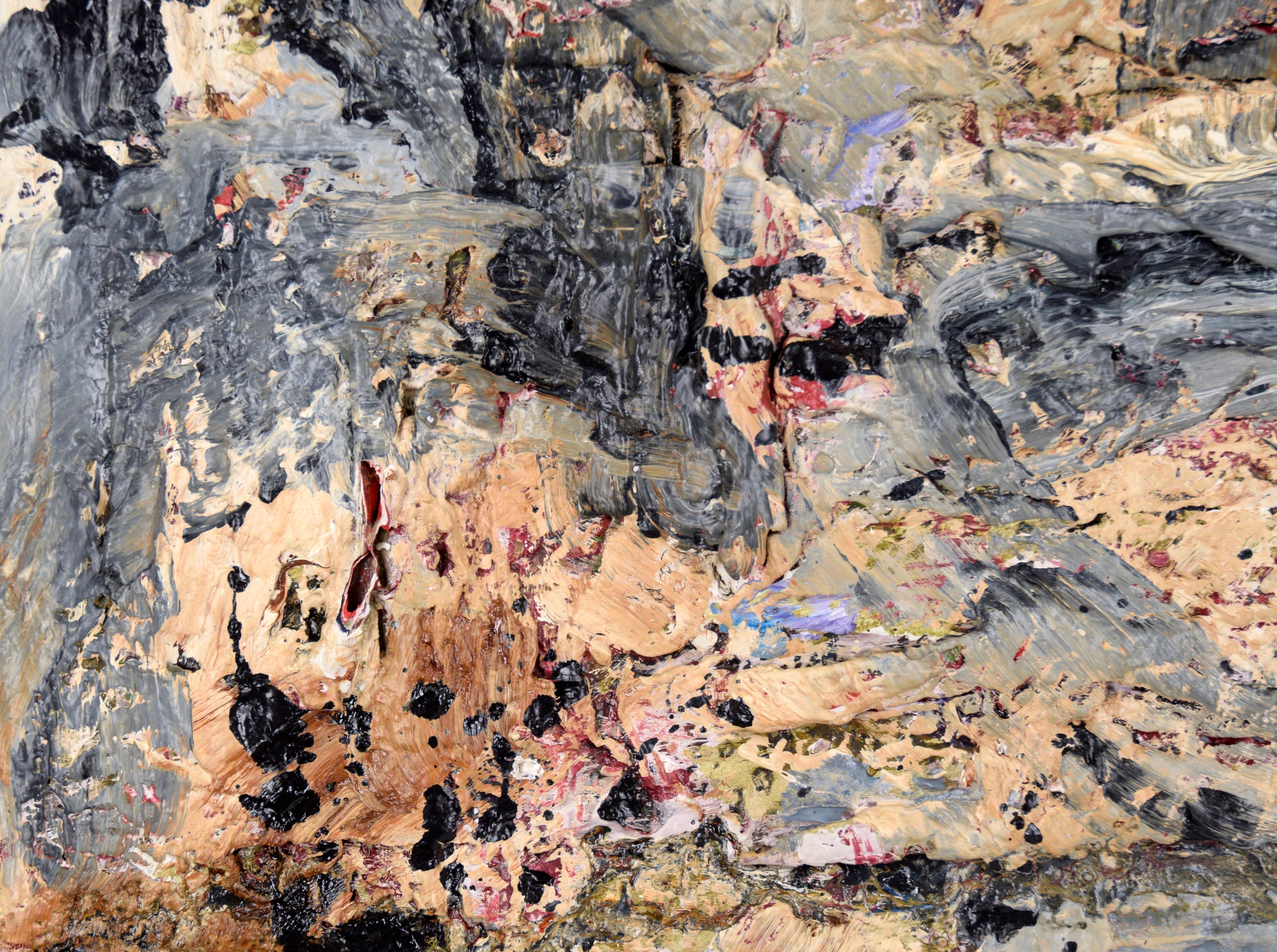 Grey and Tan Abstract Expressionist Texture Mid-Century Abstract by Peter Witwer For Sale 4