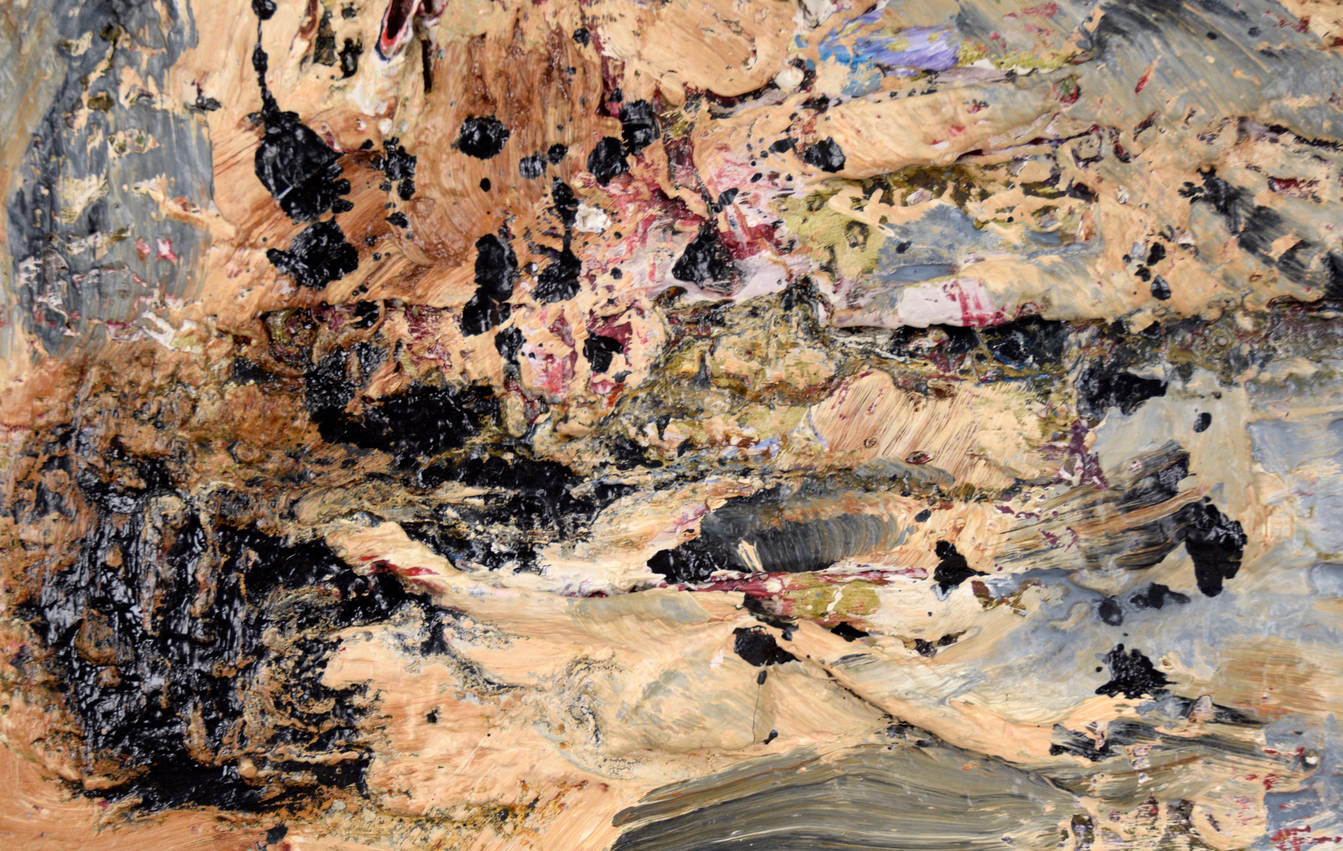 Grey and Tan Abstract Expressionist Texture Mid-Century Abstract by Peter Witwer For Sale 5