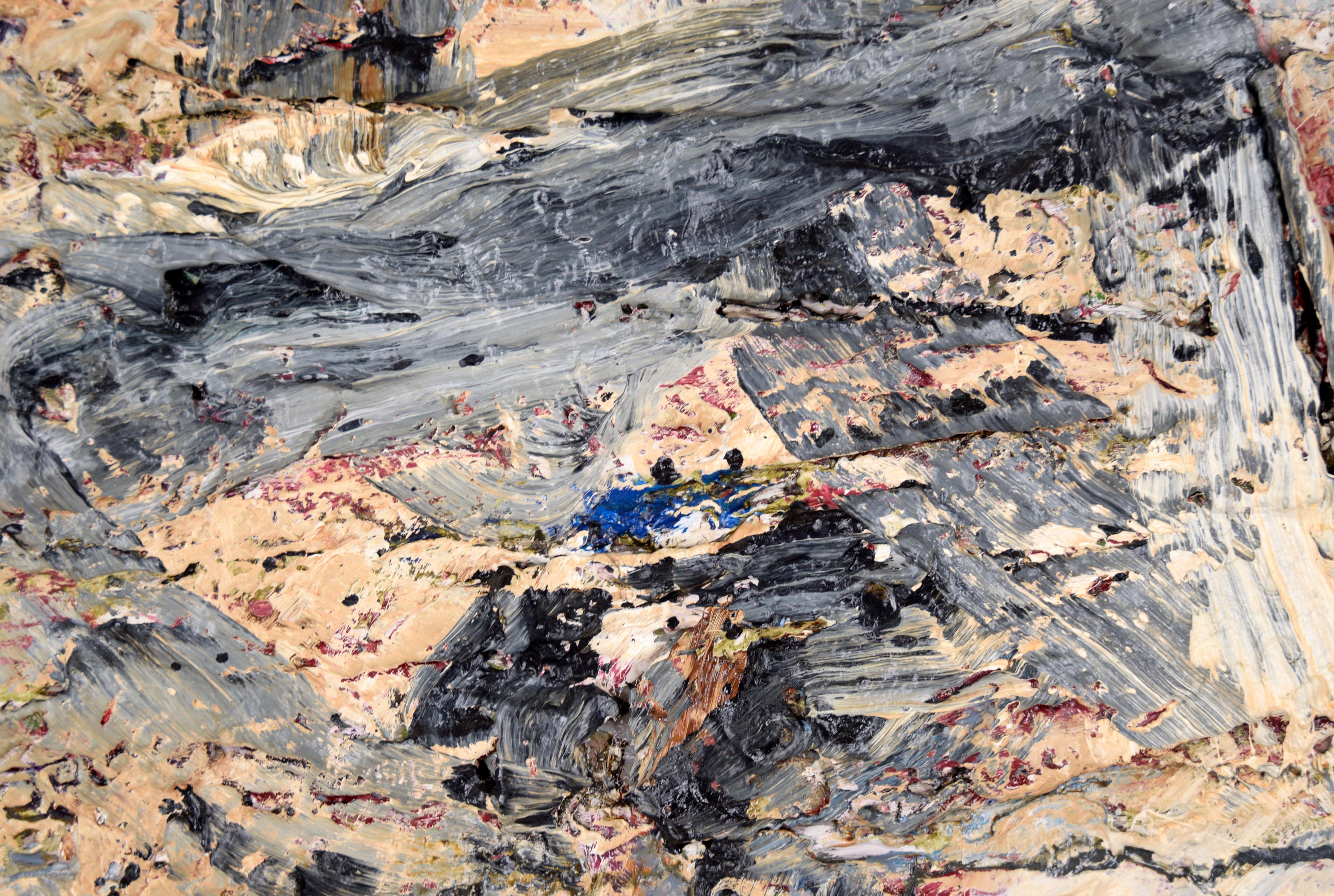 Grey and Tan Abstract Expressionist Texture Mid-Century Abstract by Peter Witwer For Sale 6