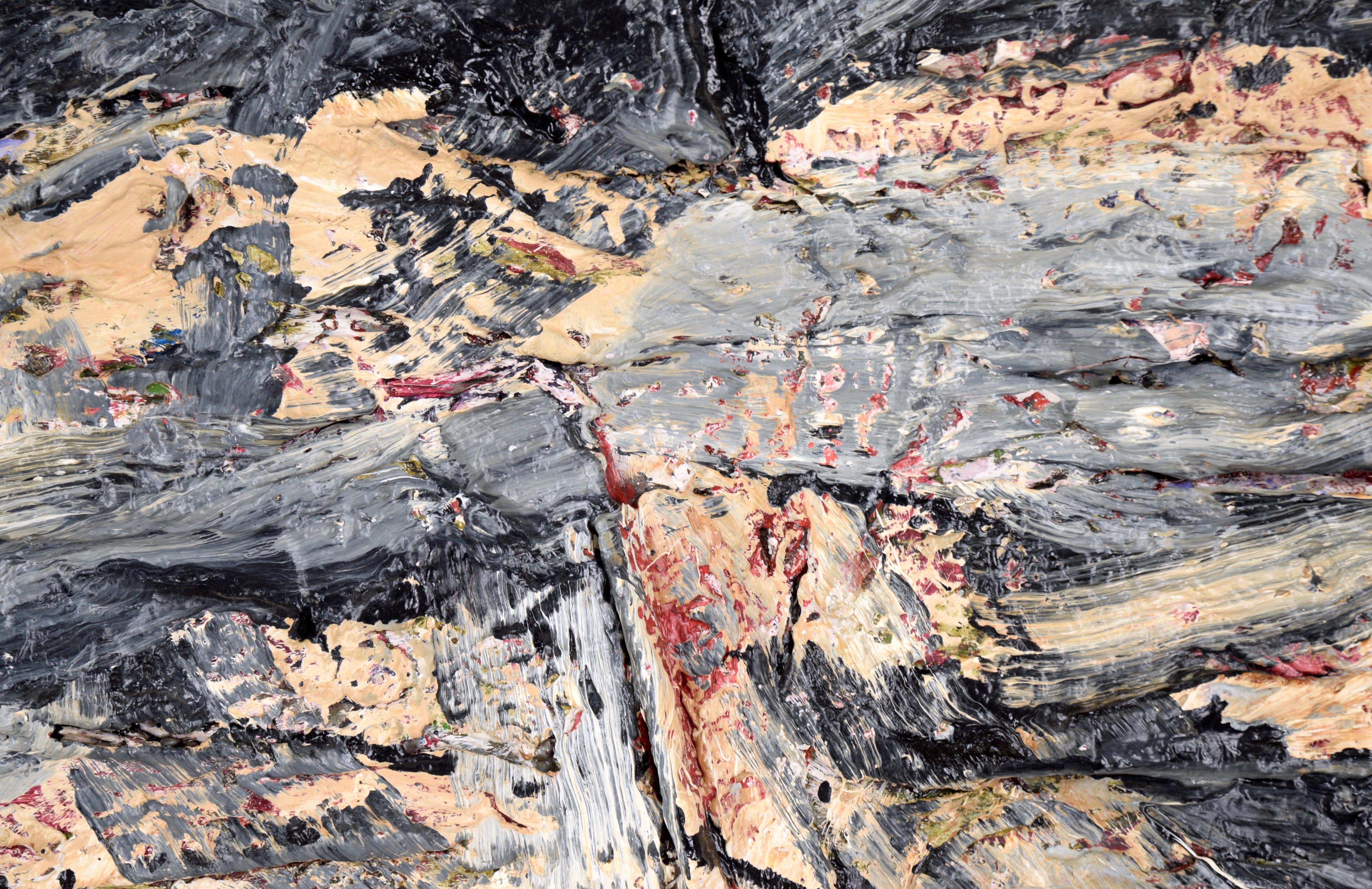 Grey and Tan Abstract Expressionist Texture Mid-Century Abstract by Peter Witwer For Sale 8