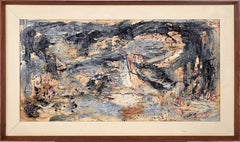 Grey & Tan Abstract Expressionist Textural Mid-Century Abstract by Peter Witwer