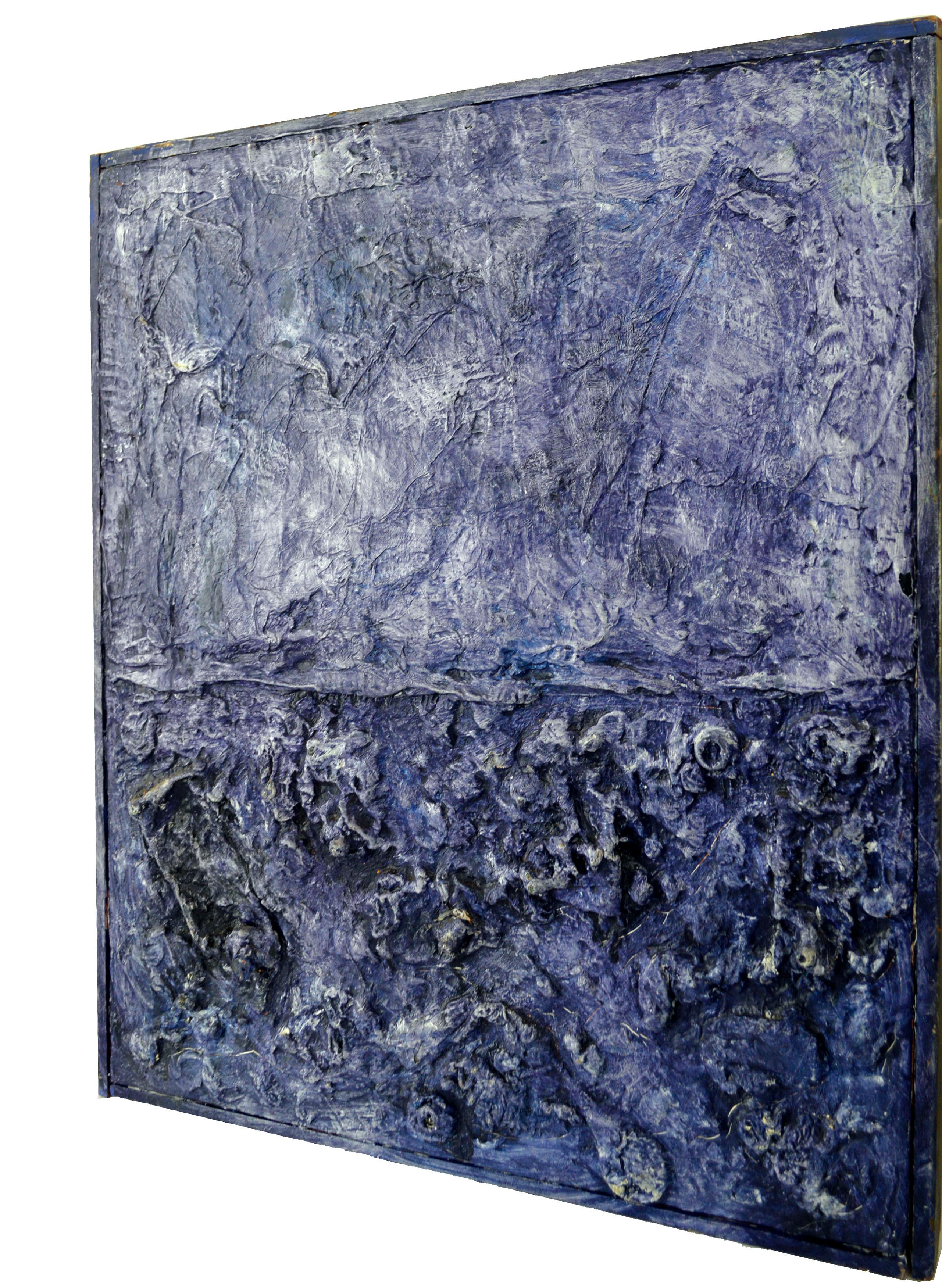 Mid Century Textural Color-Field Abstract in Royal Blue-Purple by Peter Witwer For Sale 3