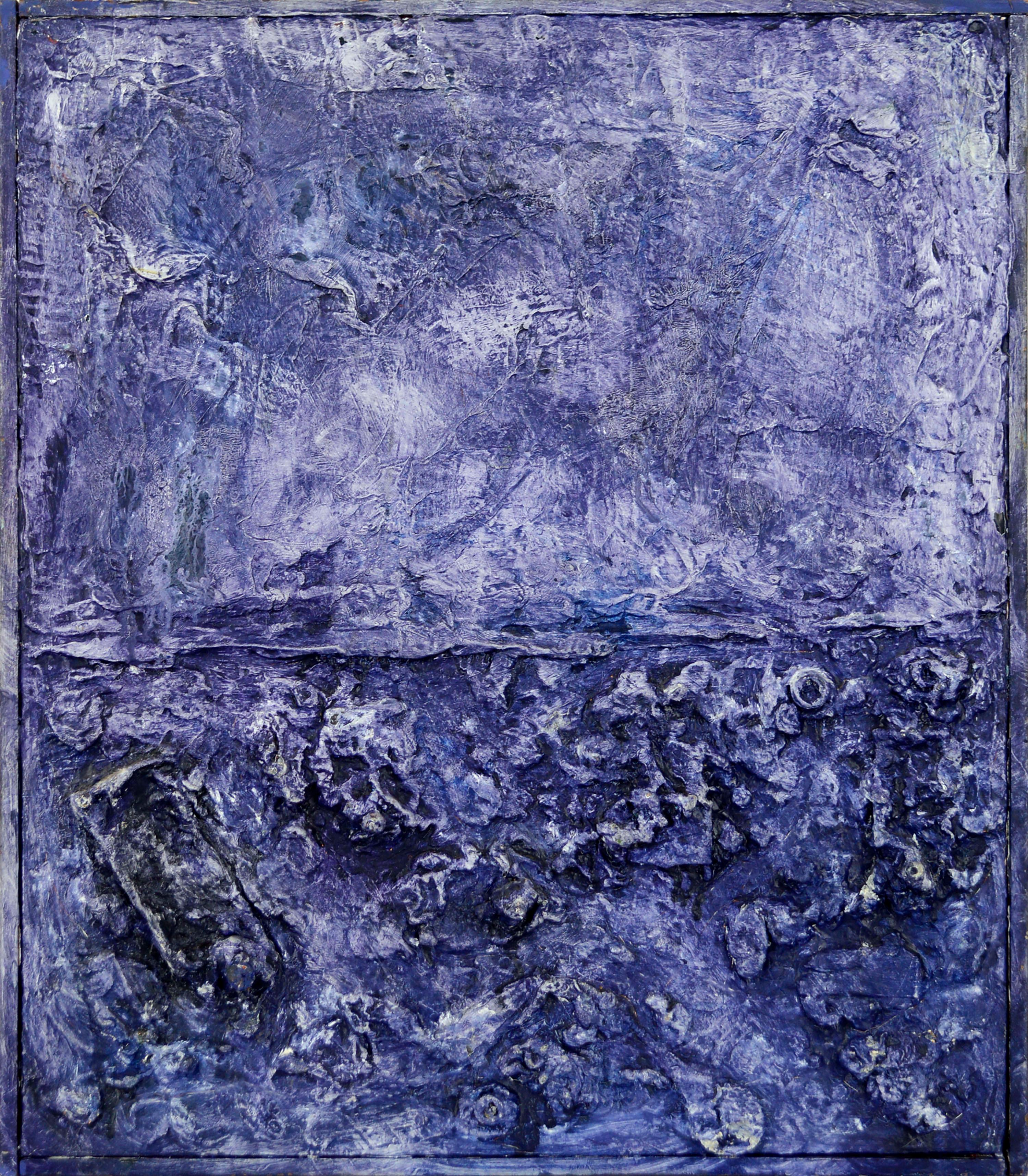 Mid Century Textural Color-Field Abstract in Royal Blue-Purple by Peter Witwer