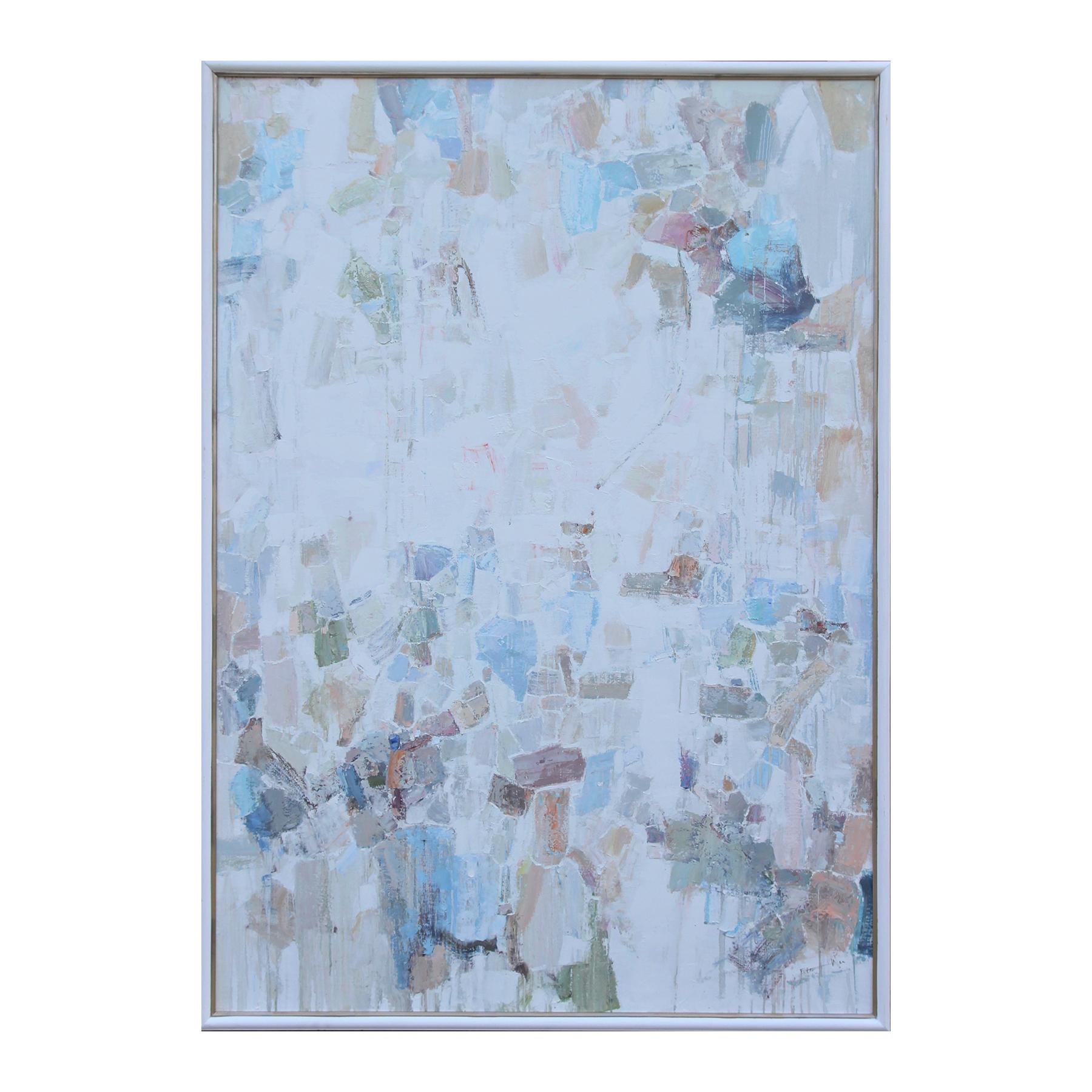 Peter Wu Landscape Painting - “Joyous Prayer” Large Abstract Pastel Contemporary Color Block Painting