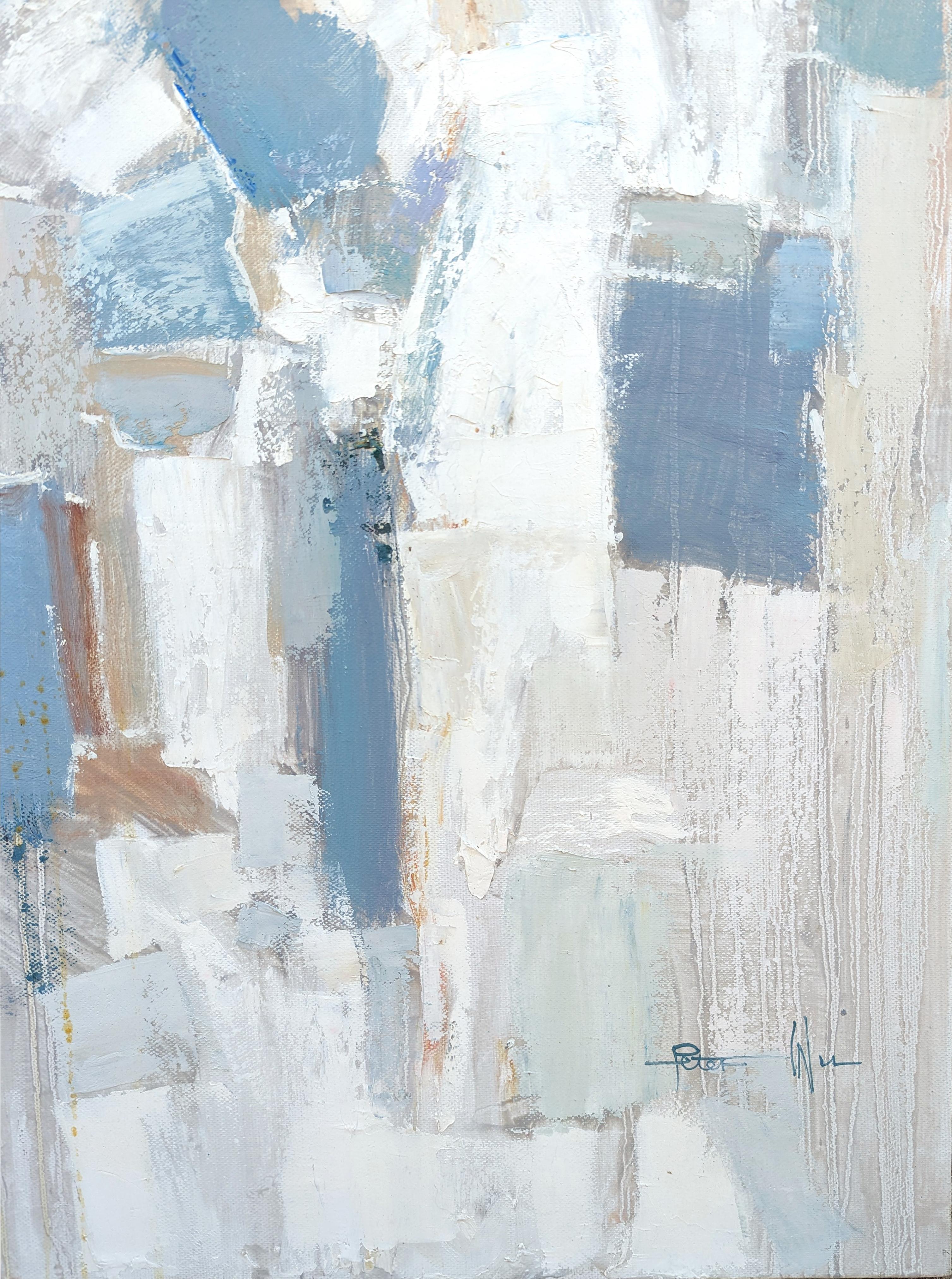 « Prière lumineuse » - Grande peinture abstraite contemporaine aux tons pastel 2