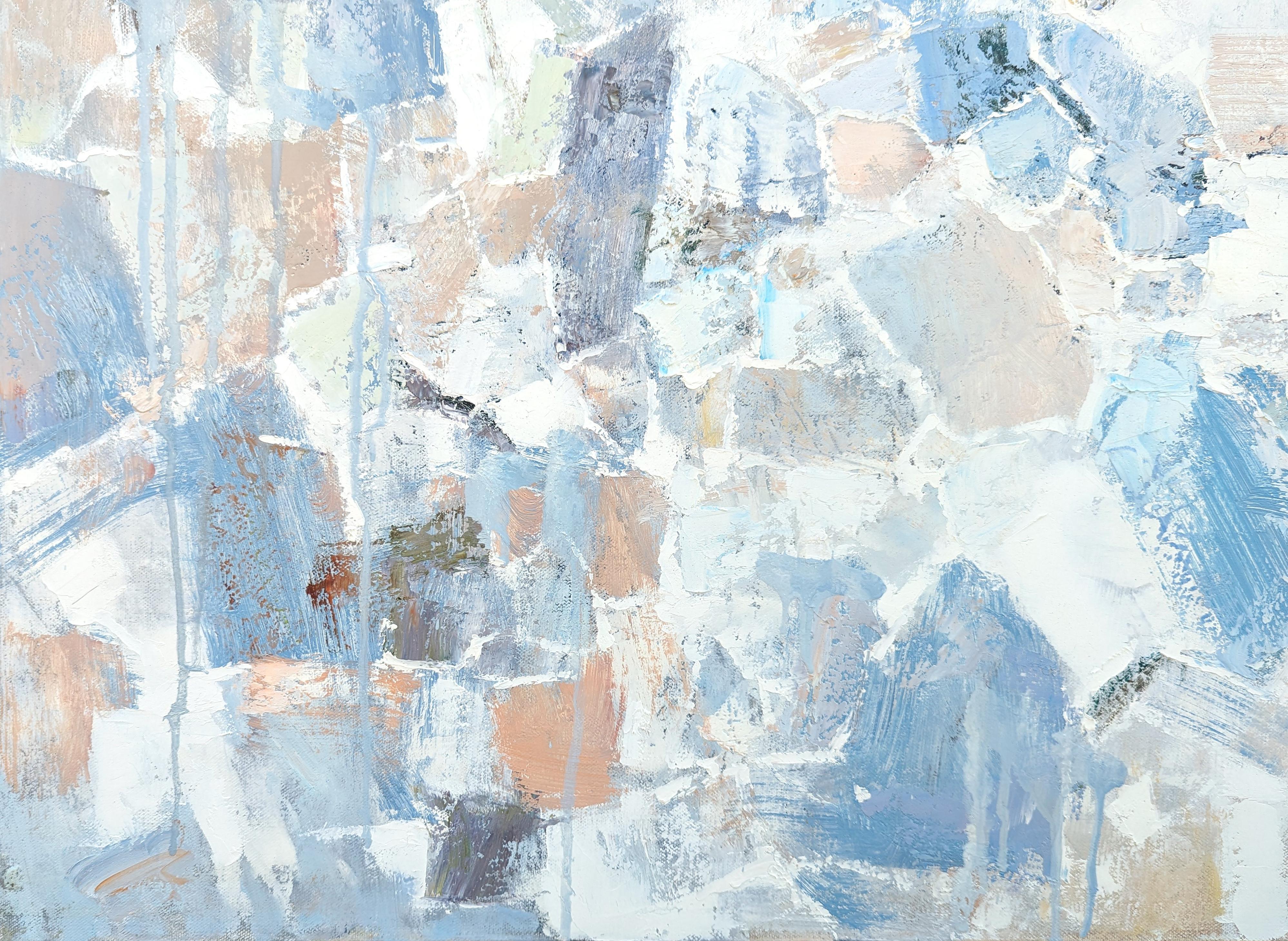 « Prayer on the Mount », grande peinture abstraite contemporaine aux tons pastel en vente 1