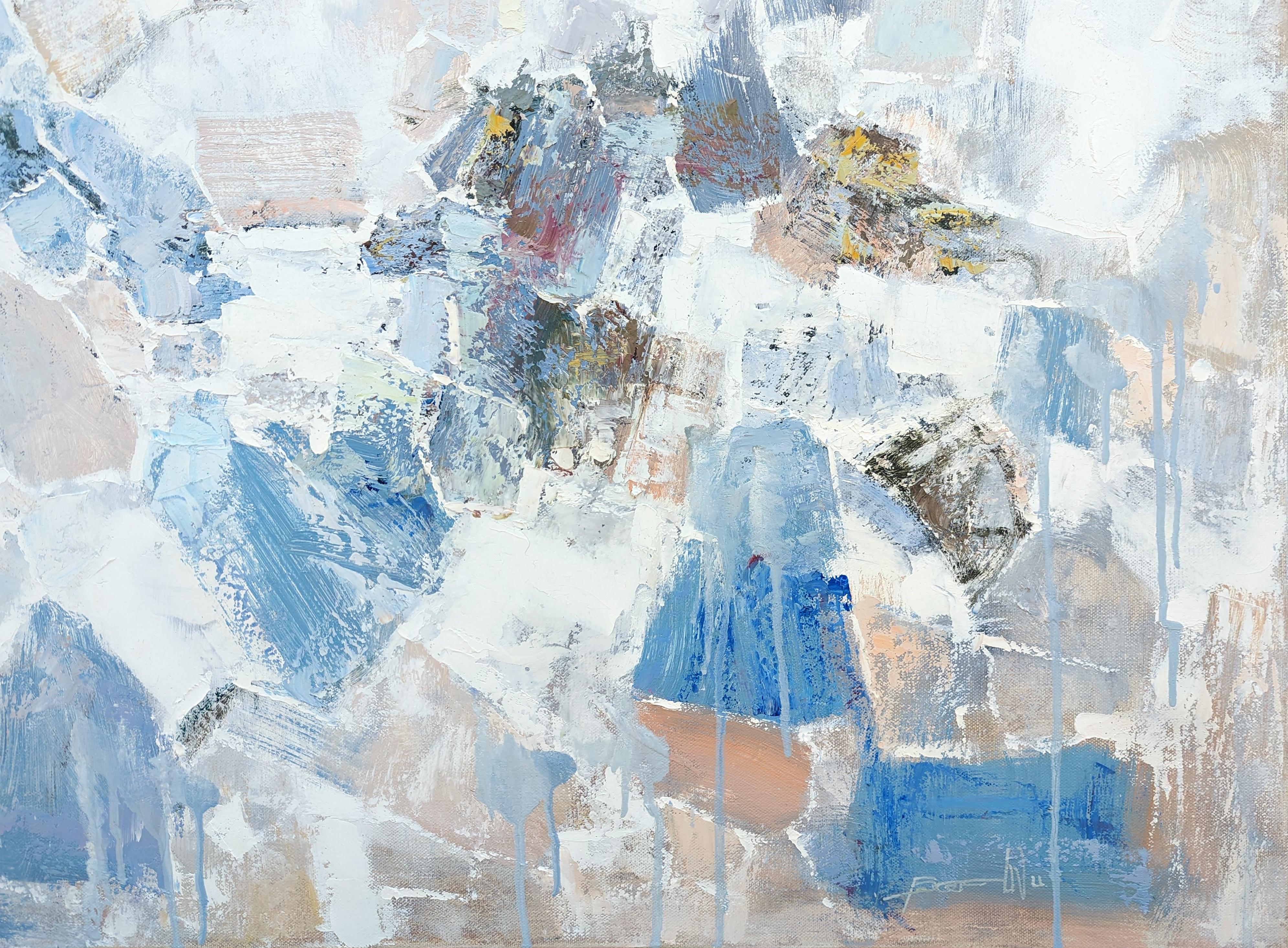 « Prayer on the Mount », grande peinture abstraite contemporaine aux tons pastel en vente 2