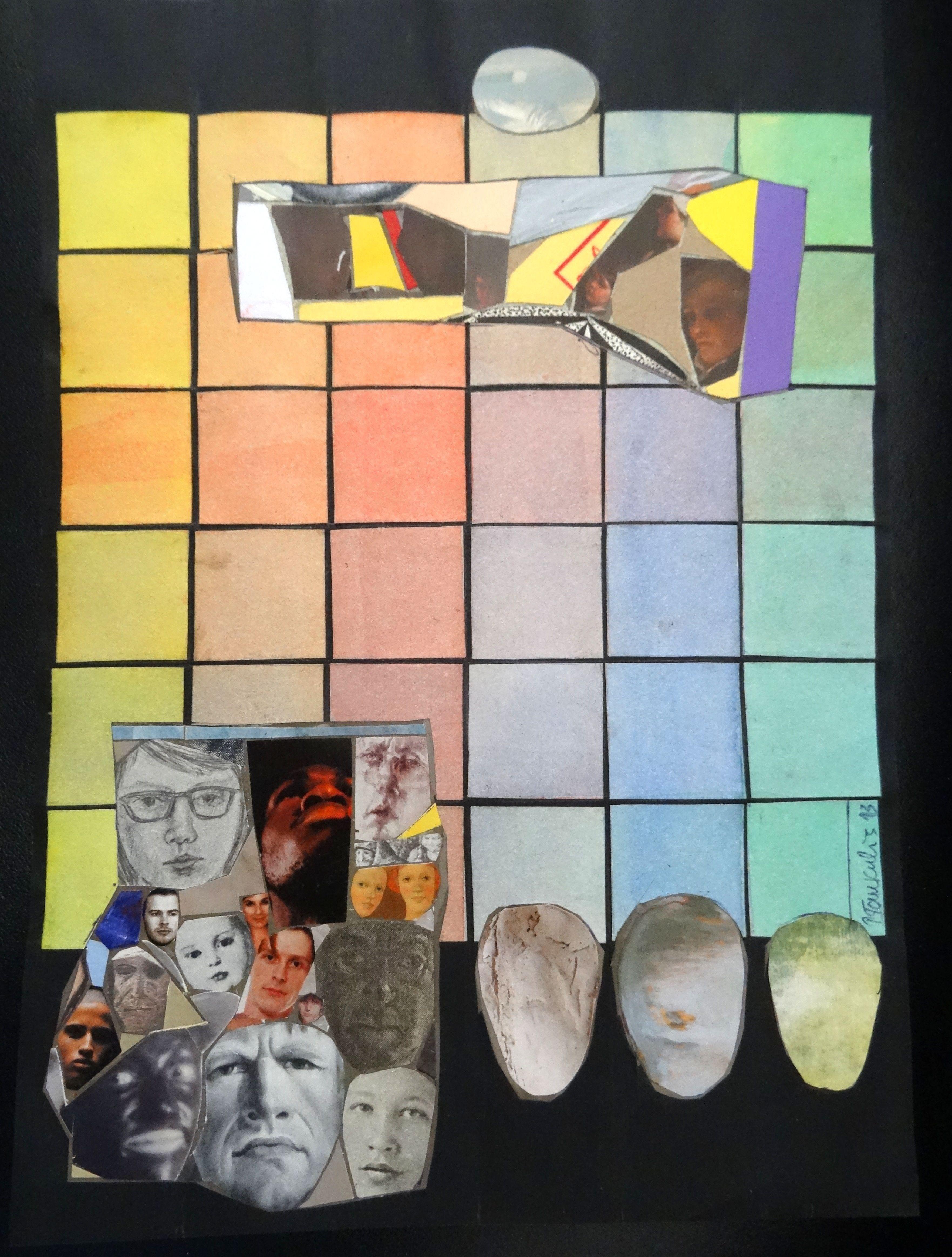 Composition with faces. 2013. Paper, collage, 26x20 cm