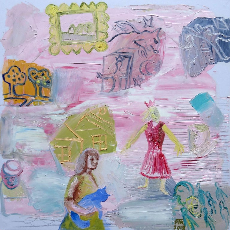 Princess dream. 2018. Oil on canvas, 55x55 cm - Painting by Peteris Taukulis