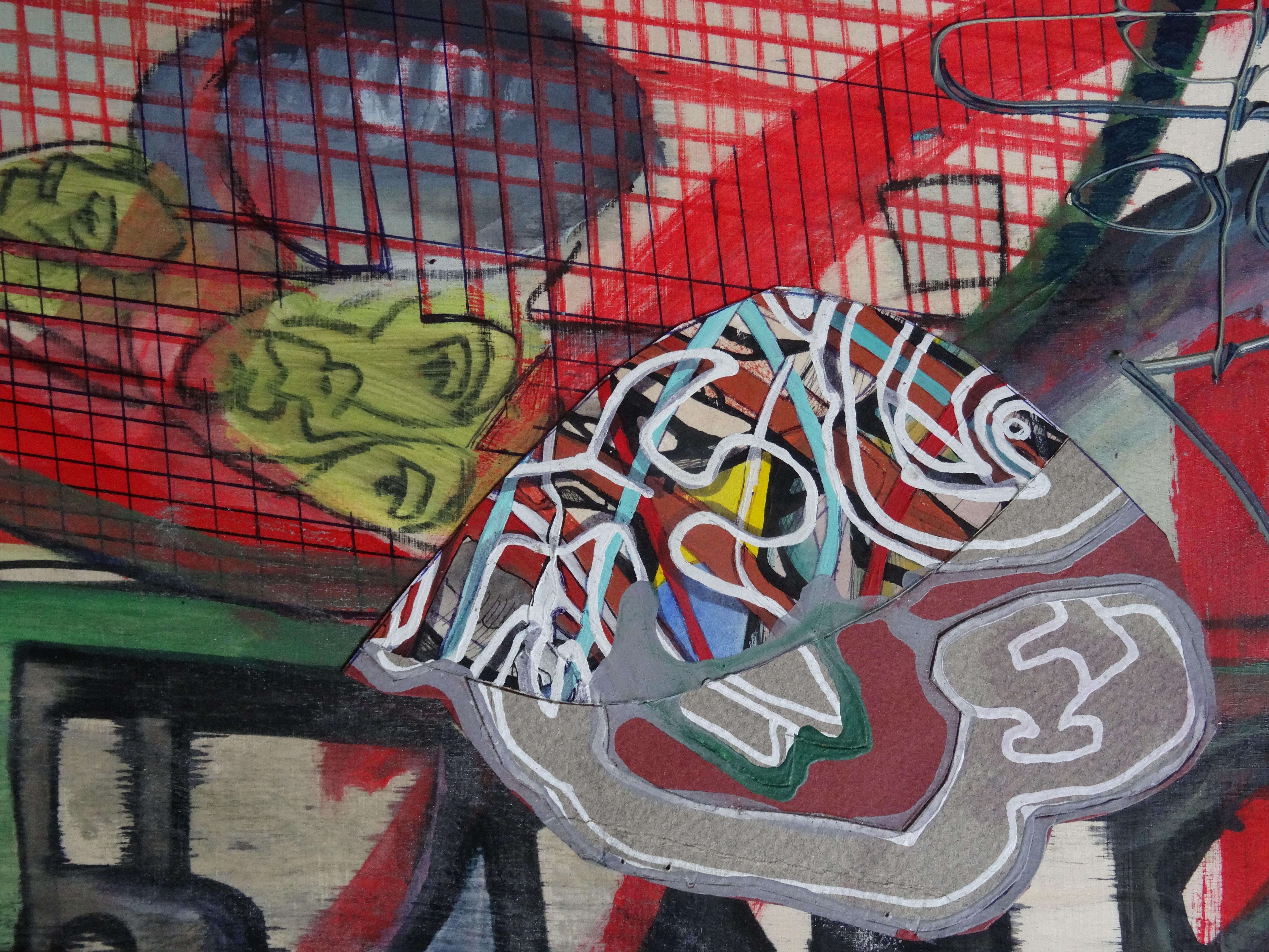 Working day. 2019. Plywood, mixed media, 47x47 cm 1