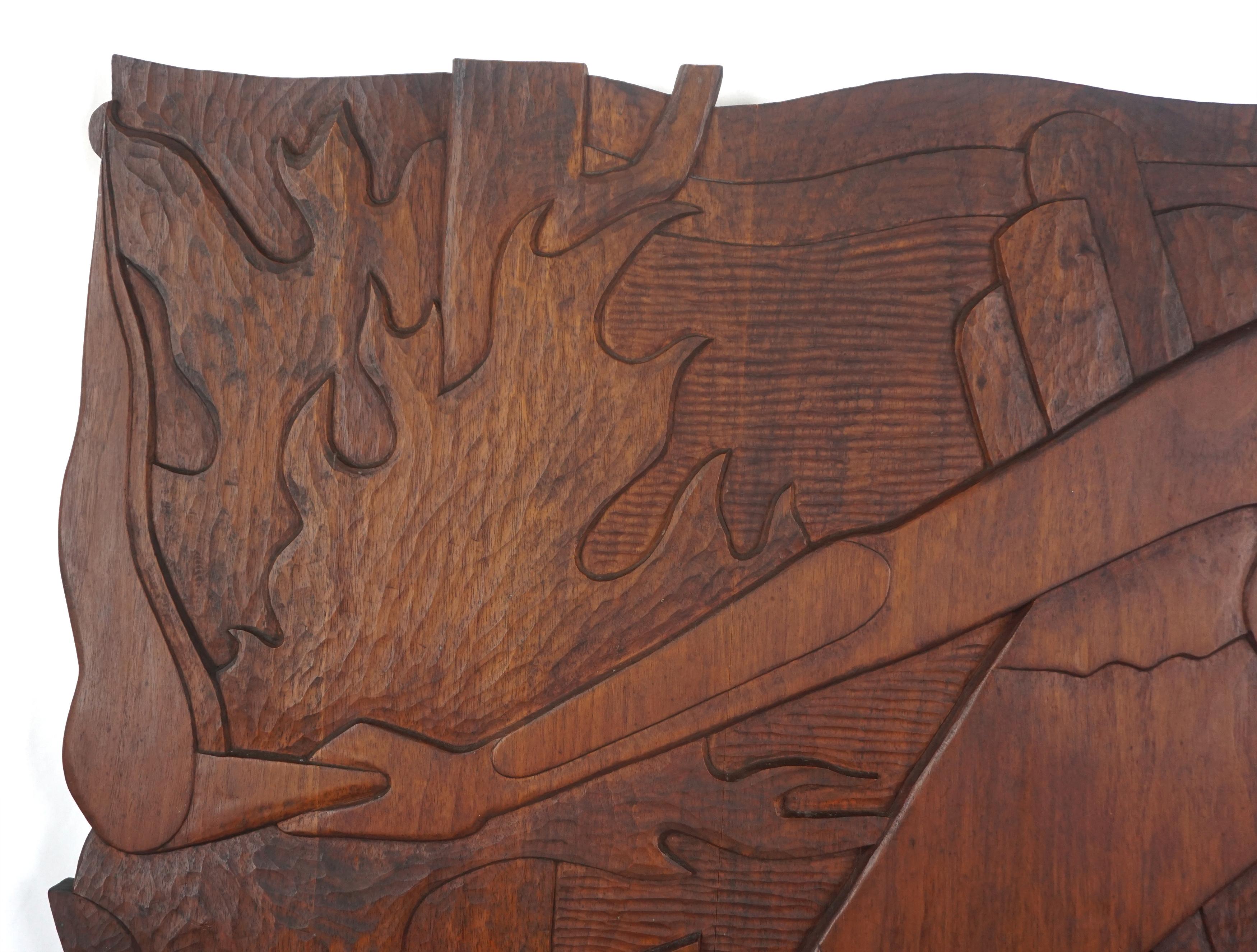 Large Mahogany Relief of Prometheus, The Giver of Fire in Style of Peterpaul Ott For Sale 2