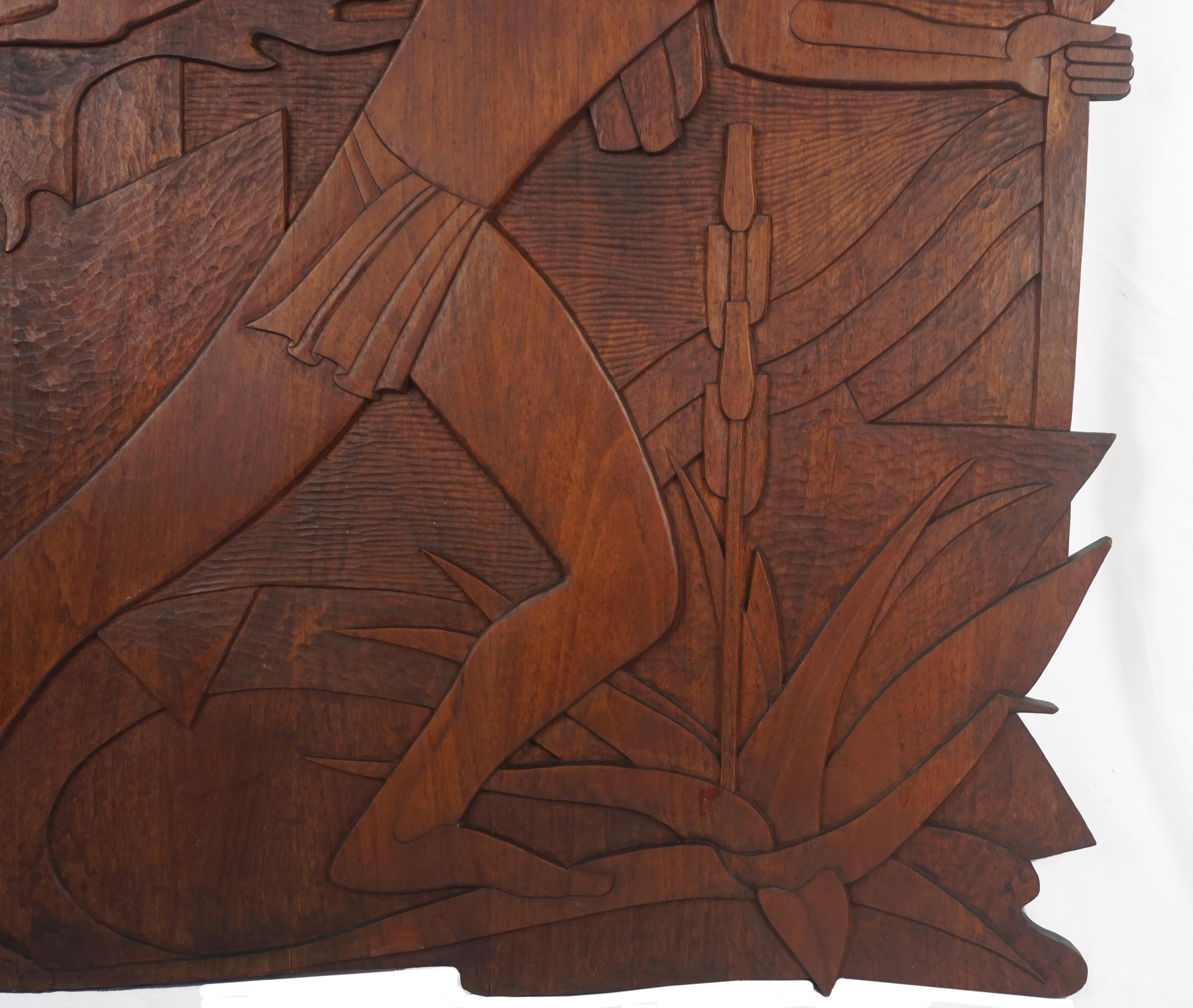 Large Mahogany Relief of Prometheus, The Giver of Fire in Style of Peterpaul Ott For Sale 3