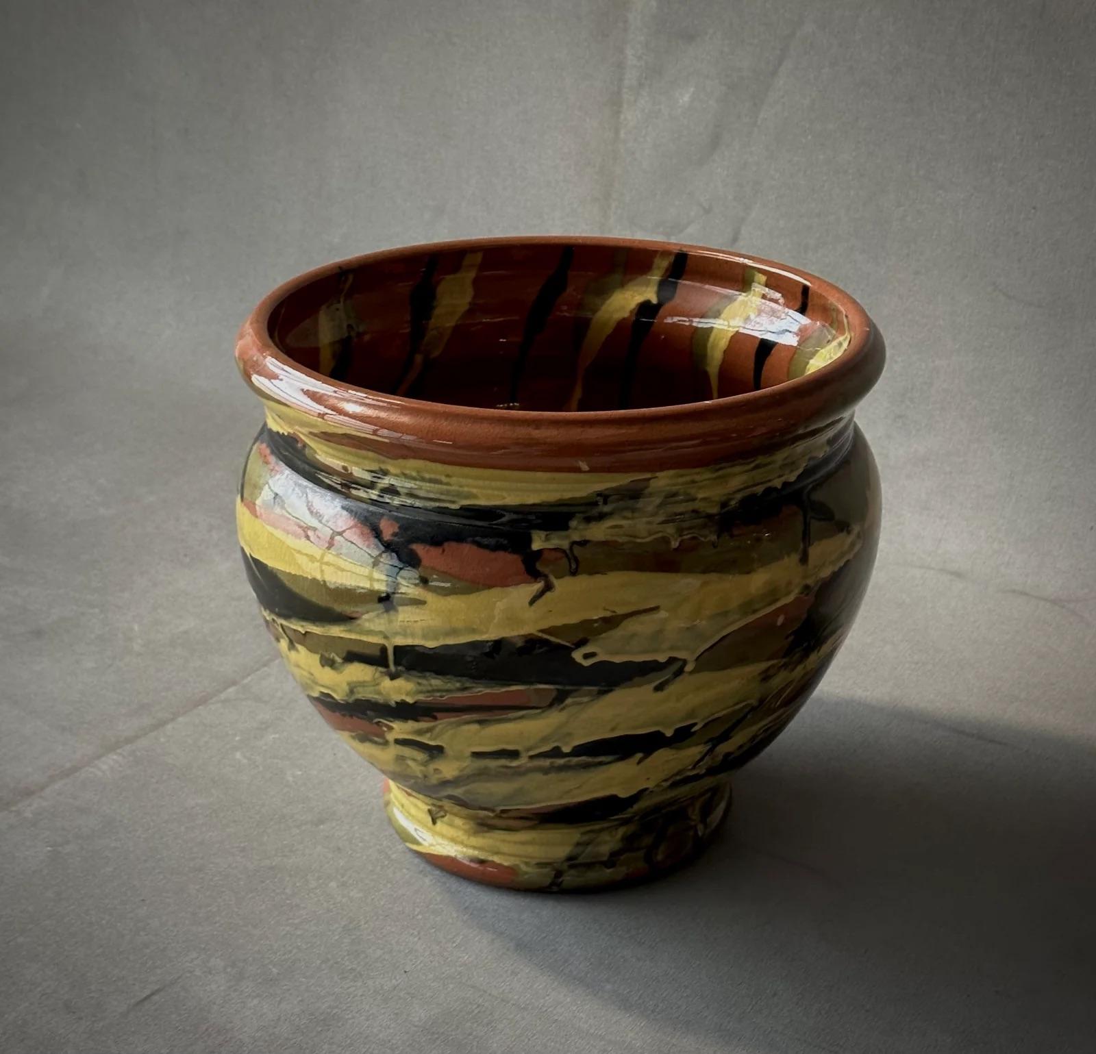 Art Deco Peters and Reed Glazed Pottery Vase For Sale