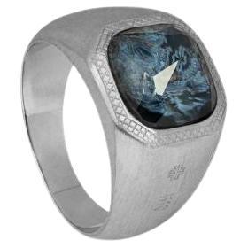 Petersite Signet Ring in Sterling Silver, Size M For Sale
