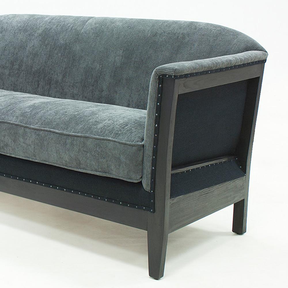 Spanish Peterson Sofa with Aqua Velvet Fabric For Sale