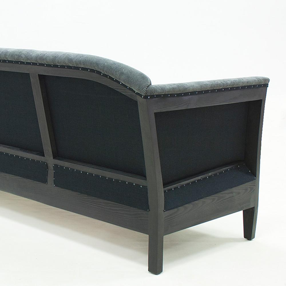 Hand-Crafted Peterson Sofa with Aqua Velvet Fabric For Sale