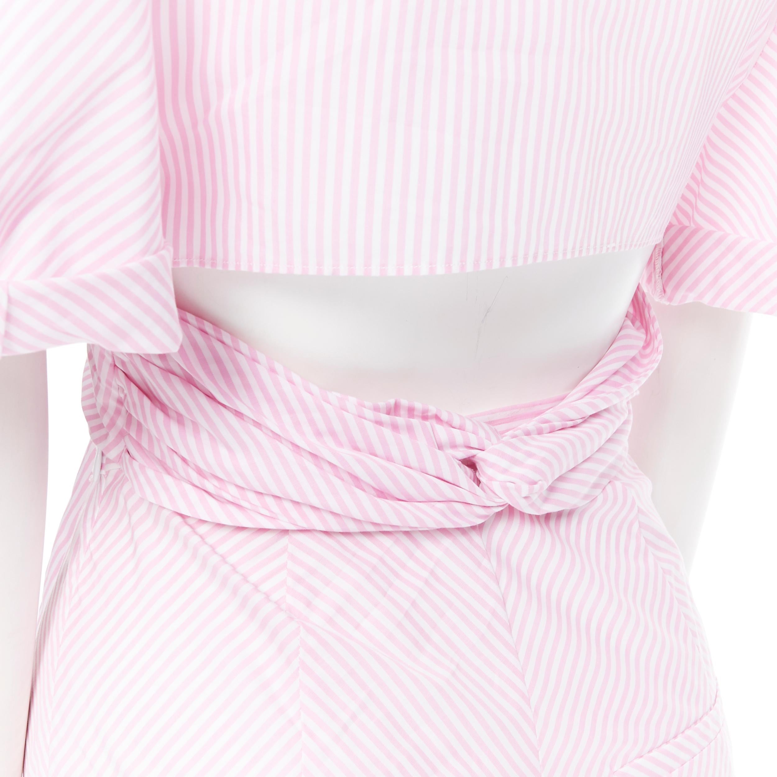 PETERSYN Belle pink white striped cotton tie front wide leg jumpsuit XS
Brand: Petersyn
Model Name / Style: Jumpsuit
Material: Cotton
Color: Pink
Pattern: Striped
Closure: Zip
Extra Detail: Self tie waist. Zip closure on trousers. Boxy fit top.