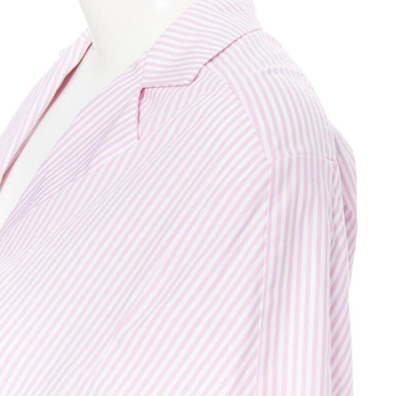 PETERSYN Belle pink white striped cotton tie front wide leg jumpsuit XS For Sale 3