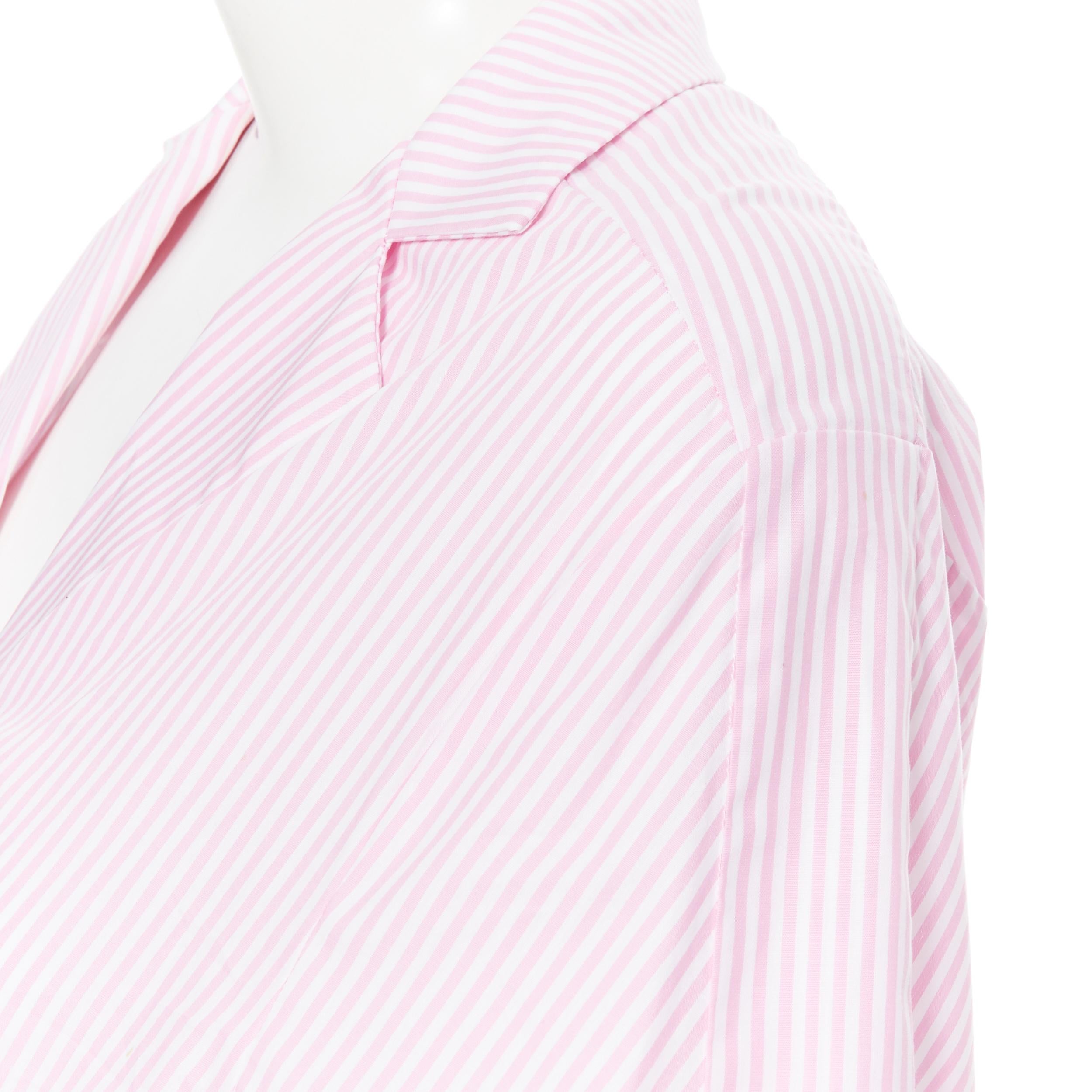 PETERSYN Belle pink white striped cotton tie front wide leg jumpsuit XS For Sale 1