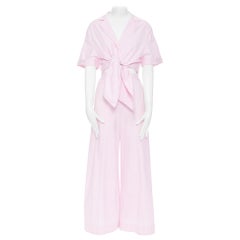 PETERSYN Belle Pink-weiß gestreifter Baumwoll-Overall mit breitem Bein XS