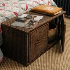 Peti Rattan Bench with Hidden Storage, Teak Finish