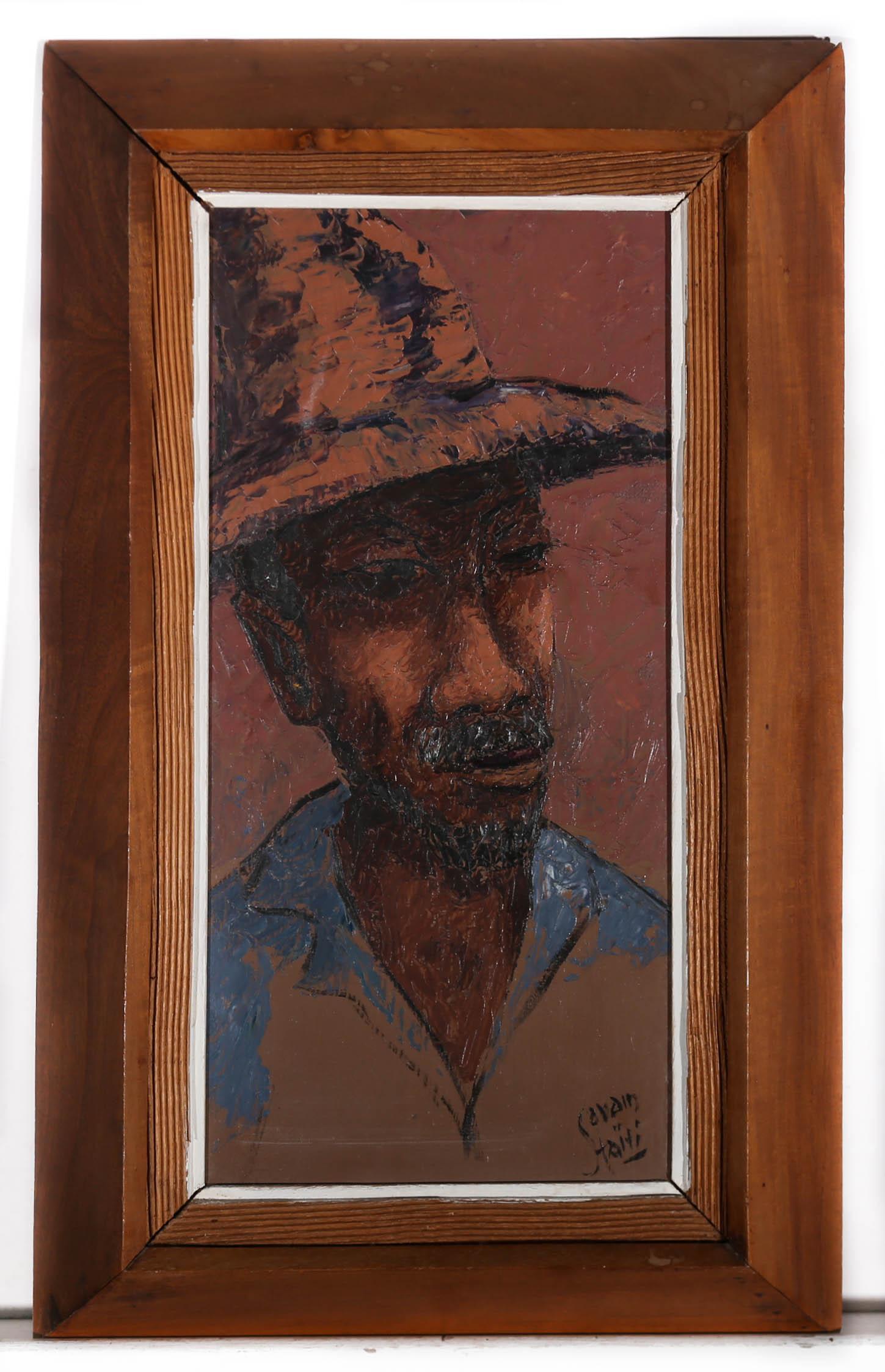 Petion Savain (1906-1973) - Haitian School Mid 20th Century Oil, Study of a Man For Sale 1