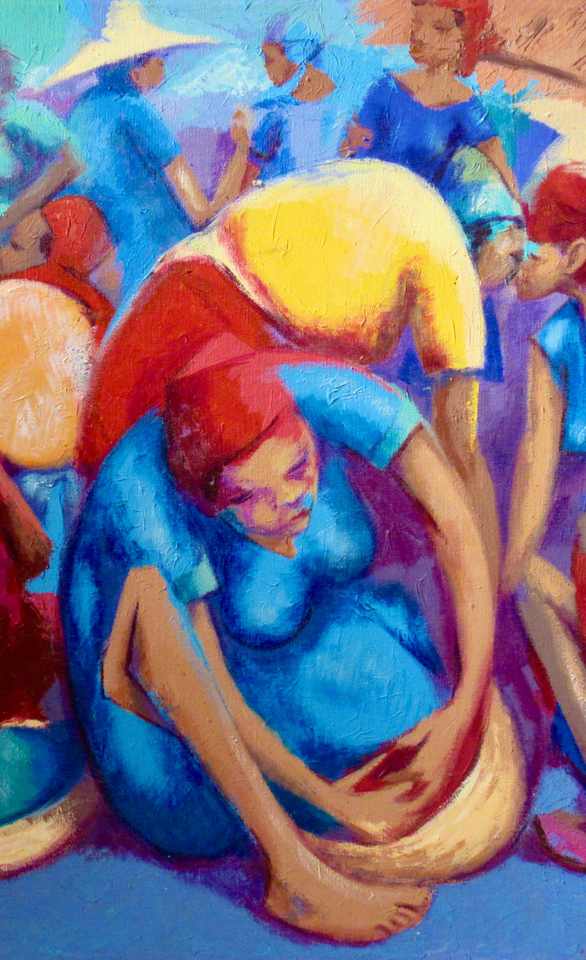 Markt-Szene – Painting von Petion Savin