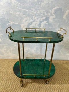 Petit Aldo Tura Bar Cart in Forrest Green, Italy 1960s